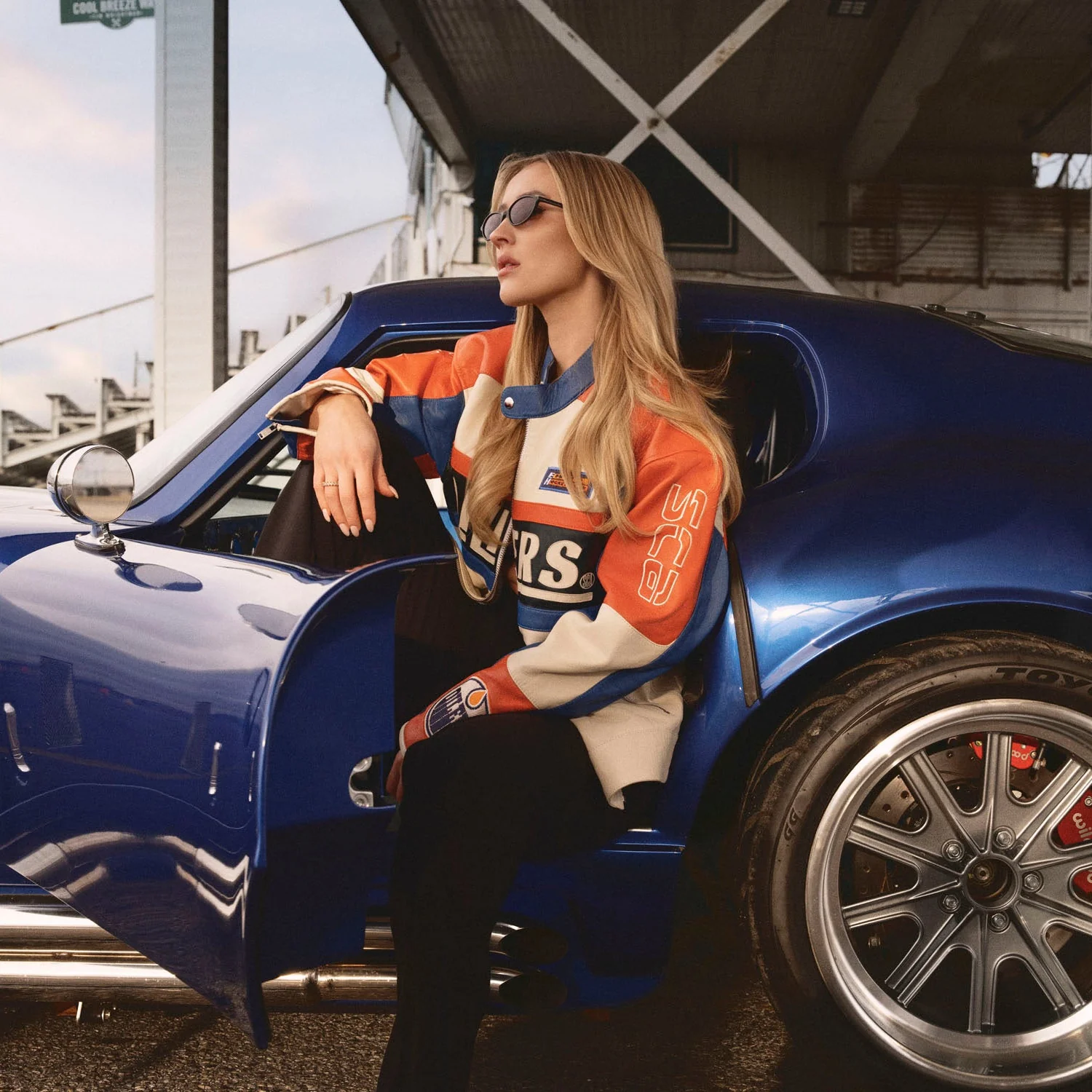 Edmonton Oilers Unisex Sports Club Atelier by Lauren McDavid Cream Leather Racer Jacket - Image 6