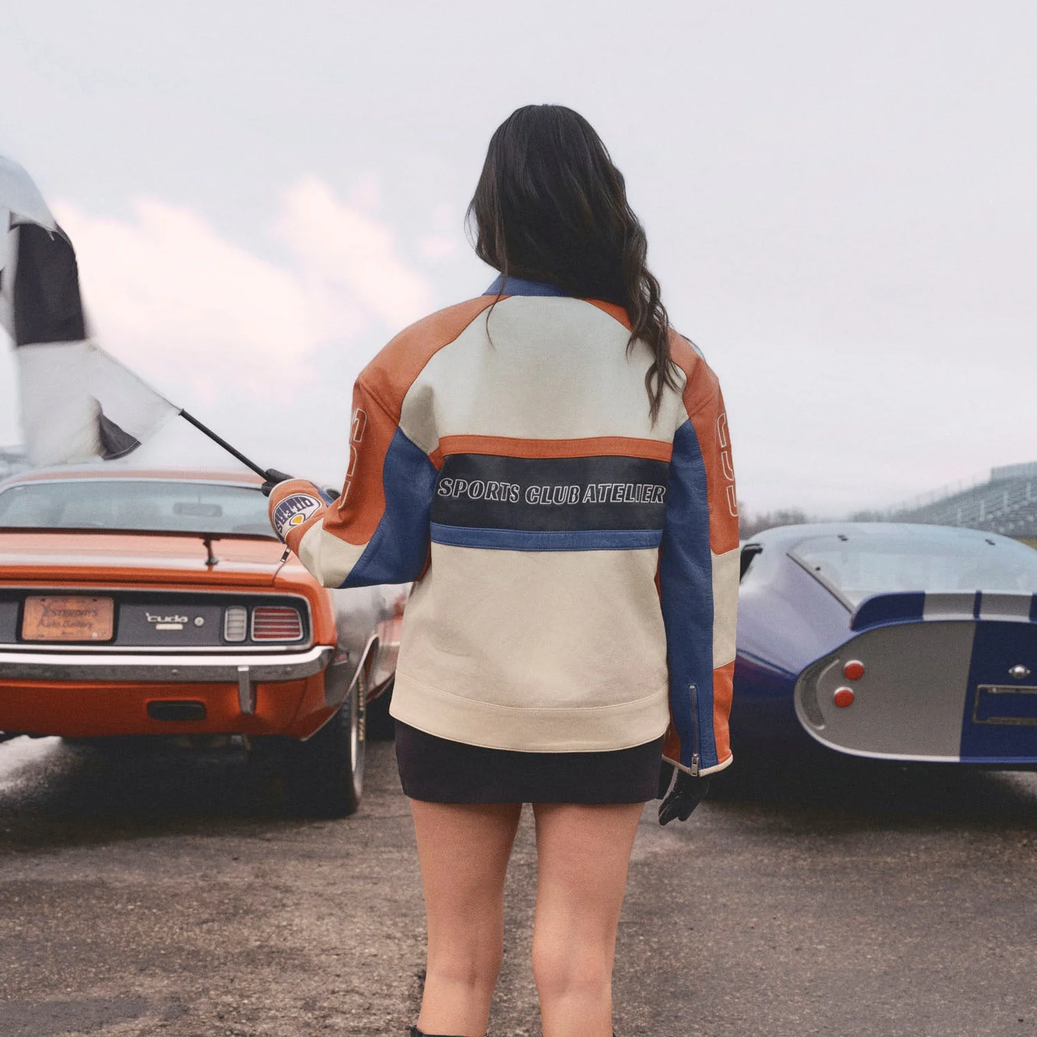 Edmonton Oilers Unisex Sports Club Atelier by Lauren McDavid Cream Leather Racer Jacket - Image 9