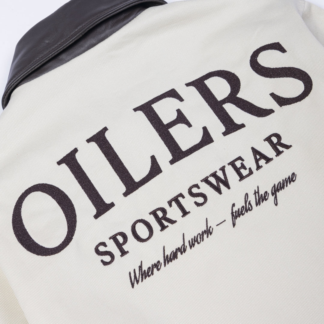 Edmonton Oilers Unisex Sports Club Atelier by Lauren McDavid Cream Canvas Utilitarian Jacket - Image 4