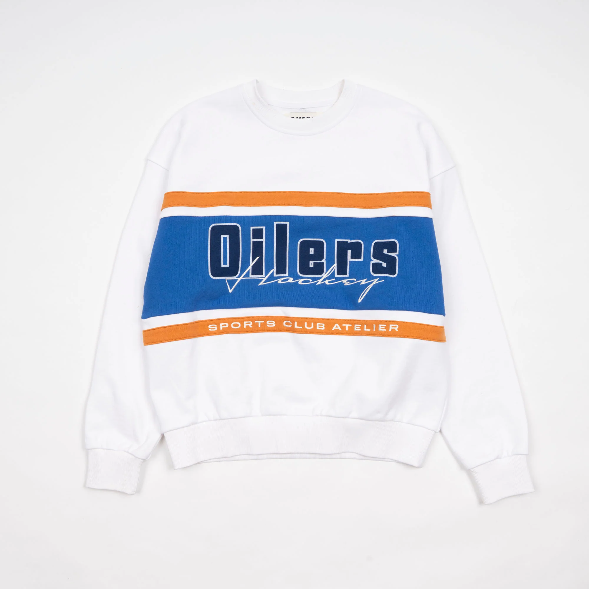 Edmonton Oilers Unisex Sports Club Atelier by Lauren McDavid White Apex Crewneck Sweatshirt