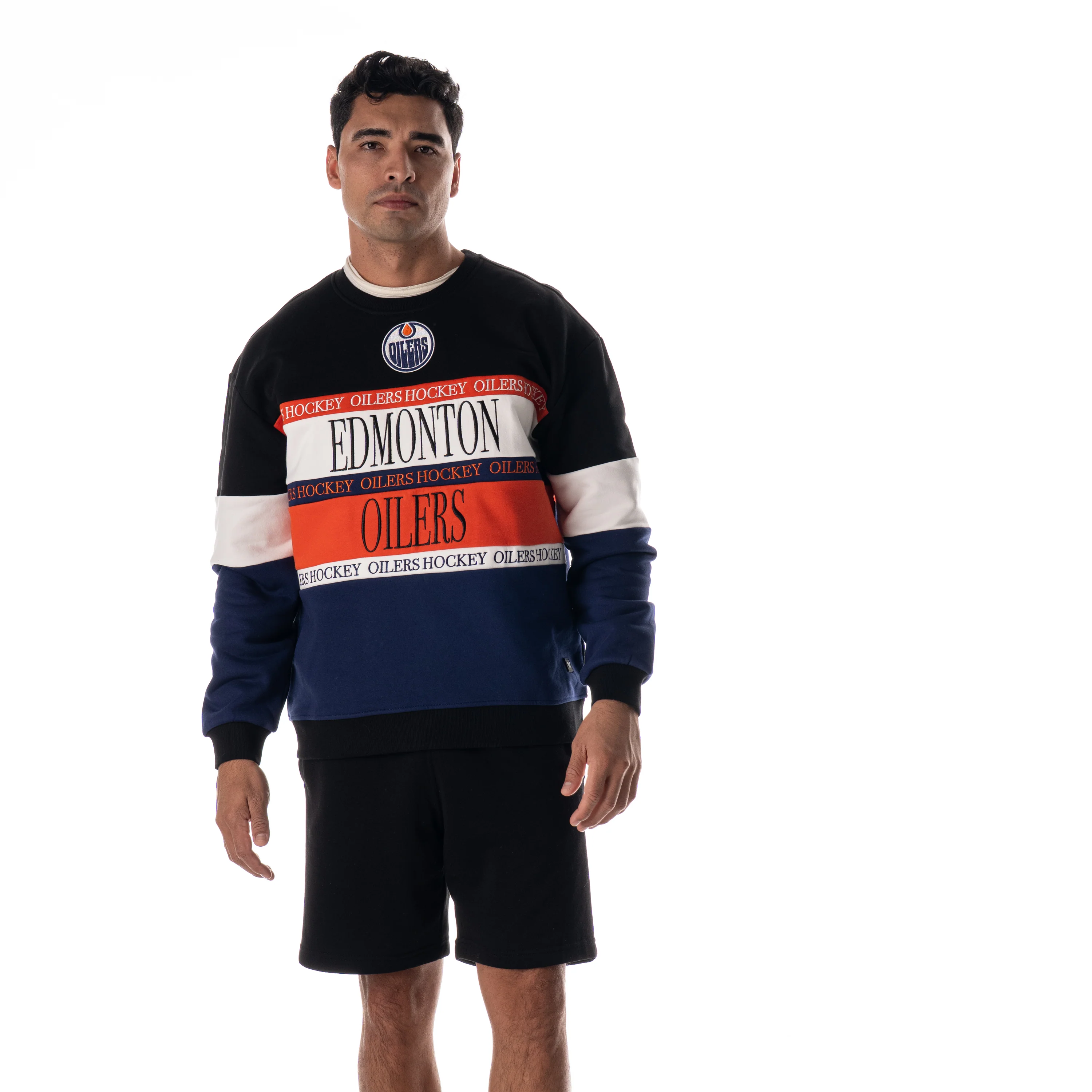 Edmonton Oilers Unisex The Wild Collective Colorblocked Multi Crewneck Sweatshirt - Image 3