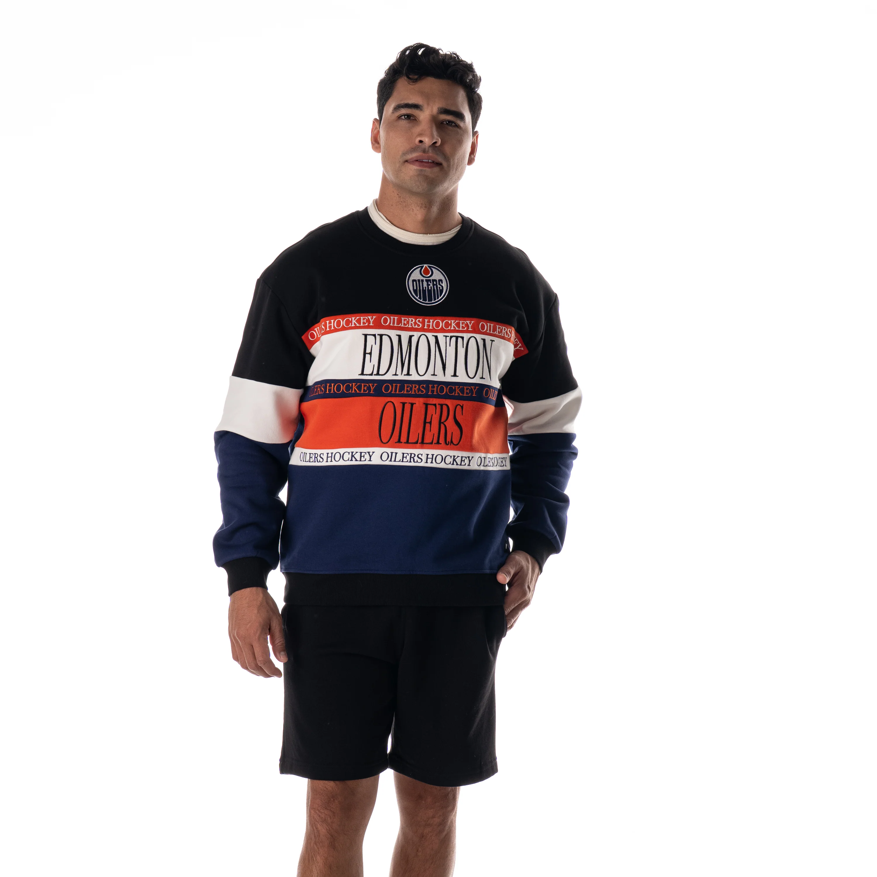 Edmonton Oilers Unisex The Wild Collective Colorblocked Multi Crewneck Sweatshirt - Image 5