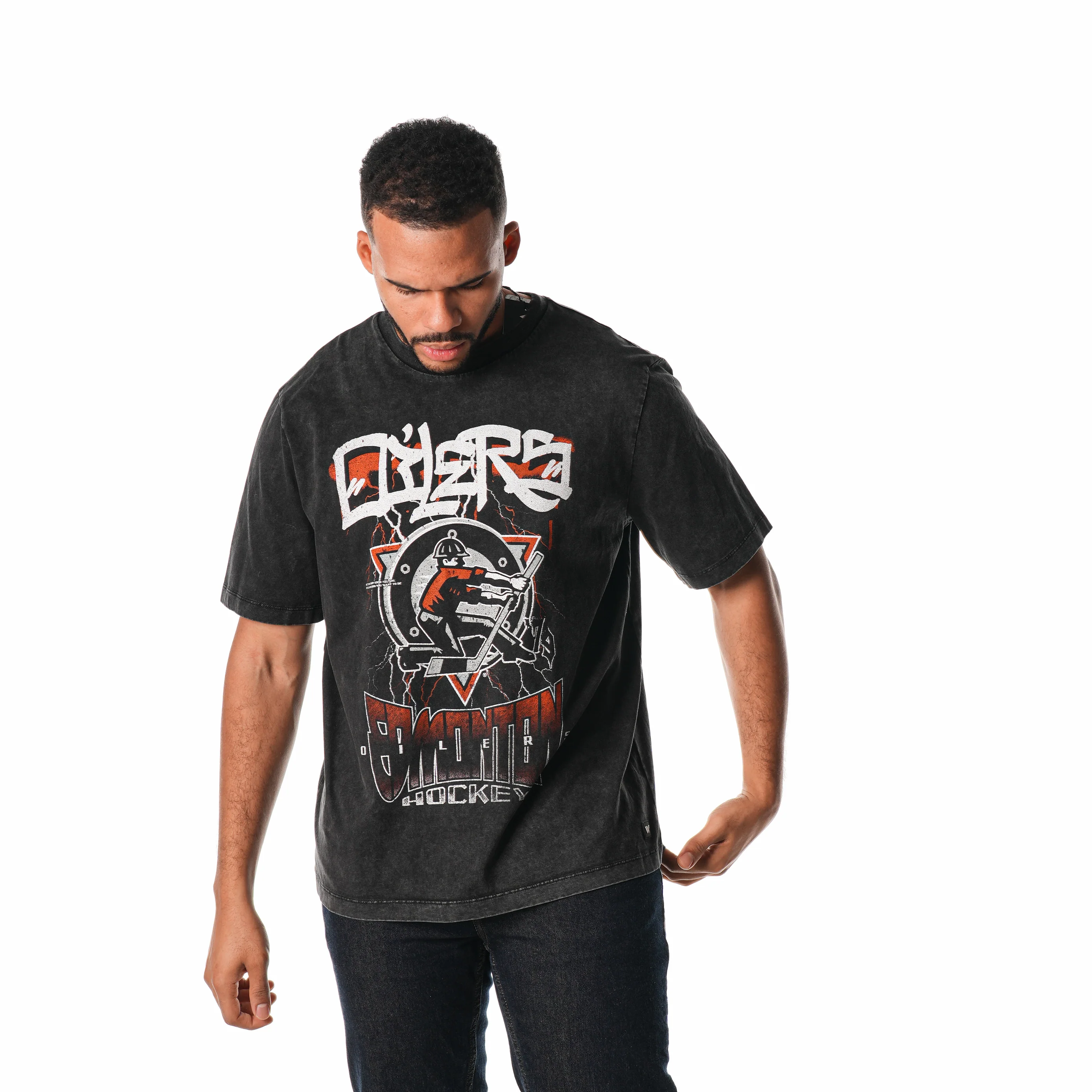 Edmonton Oilers Unisex The Wild Collective Concert Tee Washed Black T-Shirt - Image 6