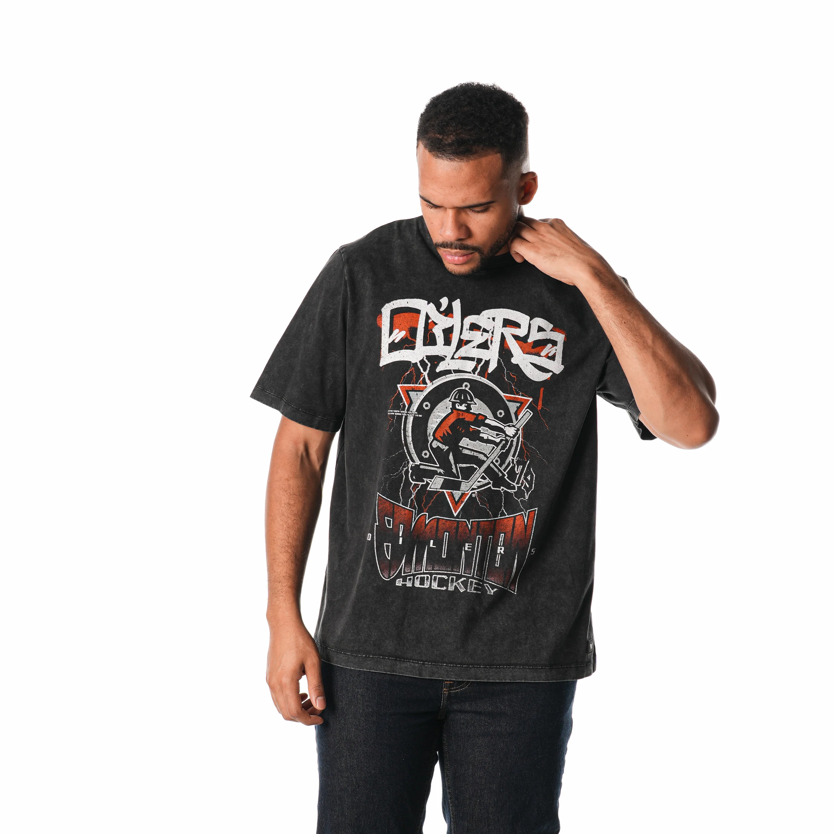 Edmonton Oilers Unisex The Wild Collective Concert Tee Washed Black T-Shirt - Image 7