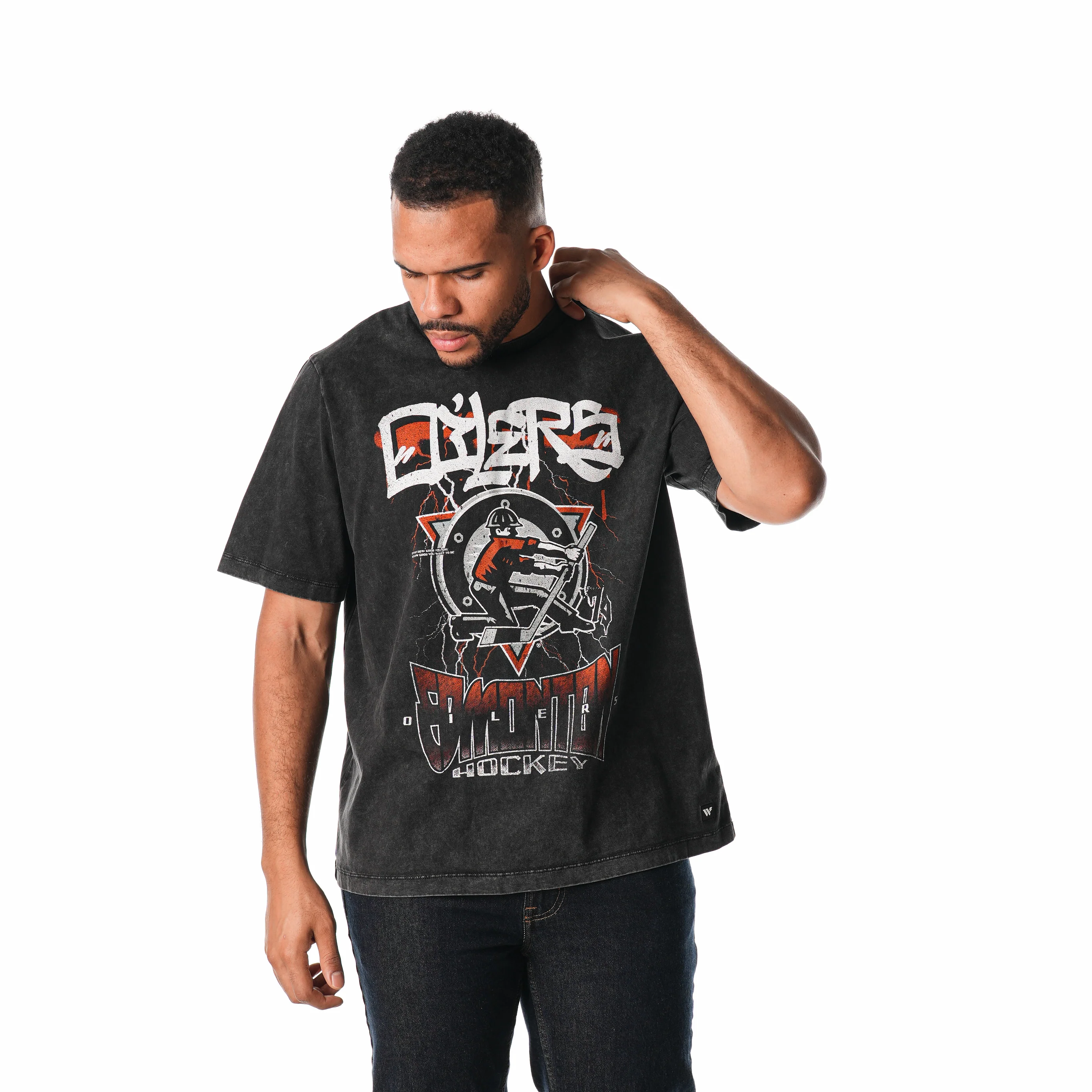 Edmonton Oilers Unisex The Wild Collective Concert Tee Washed Black T-Shirt - Image 8