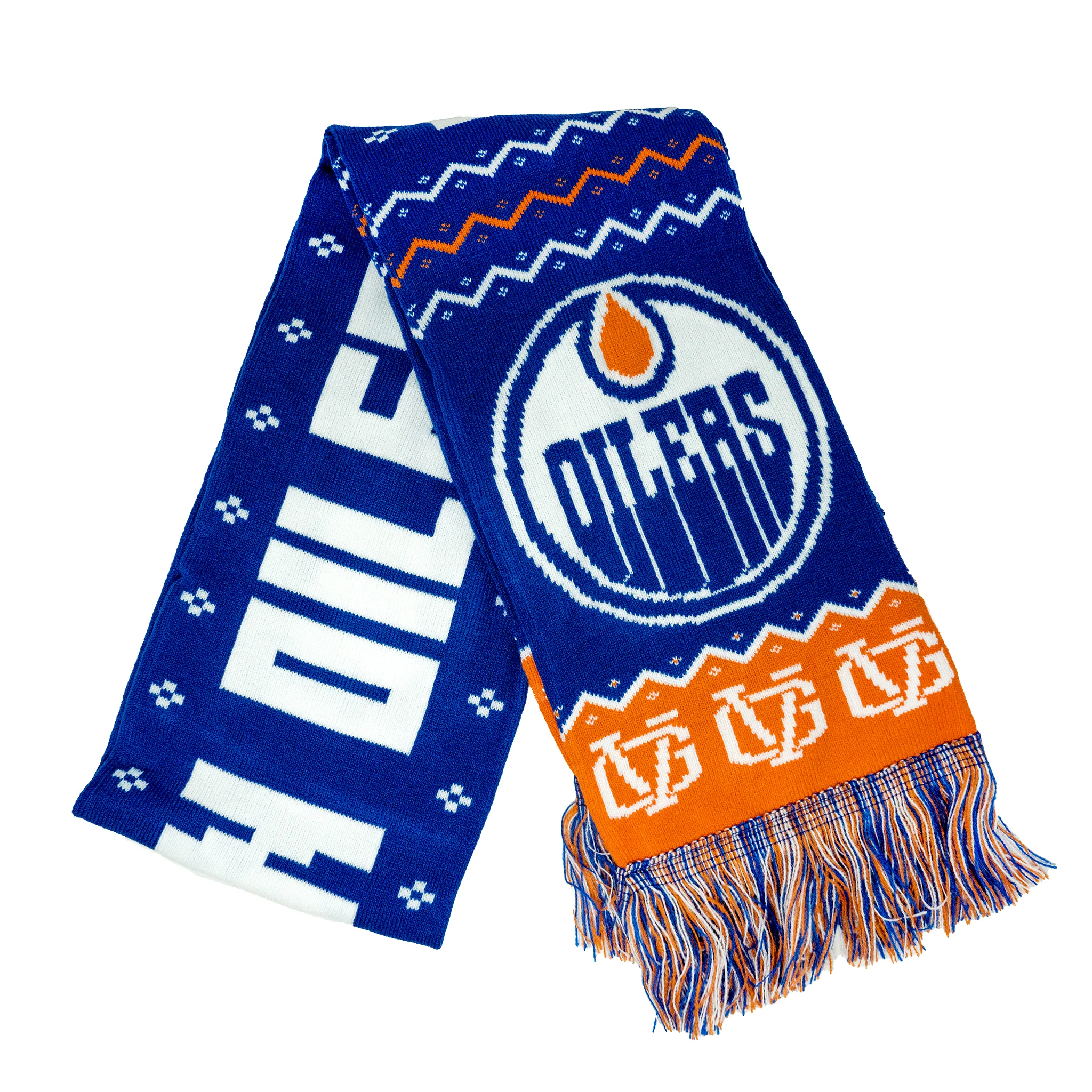 Edmonton Oilers Violent Gentlemen 2024 Christmas Holiday Blue Scarf - Image 2