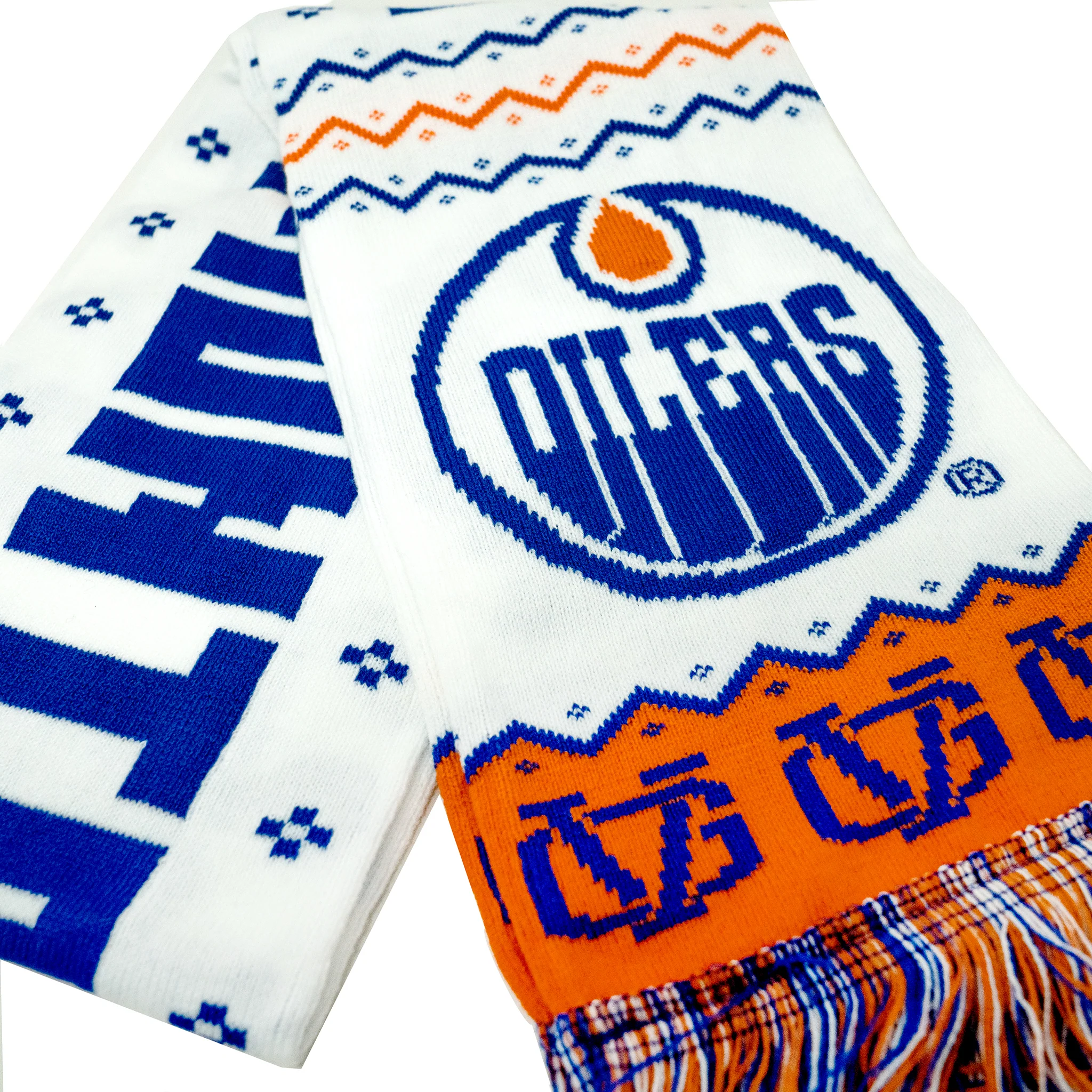 Edmonton Oilers Violent Gentlemen 2024 Christmas Holiday White Scarf - Image 3