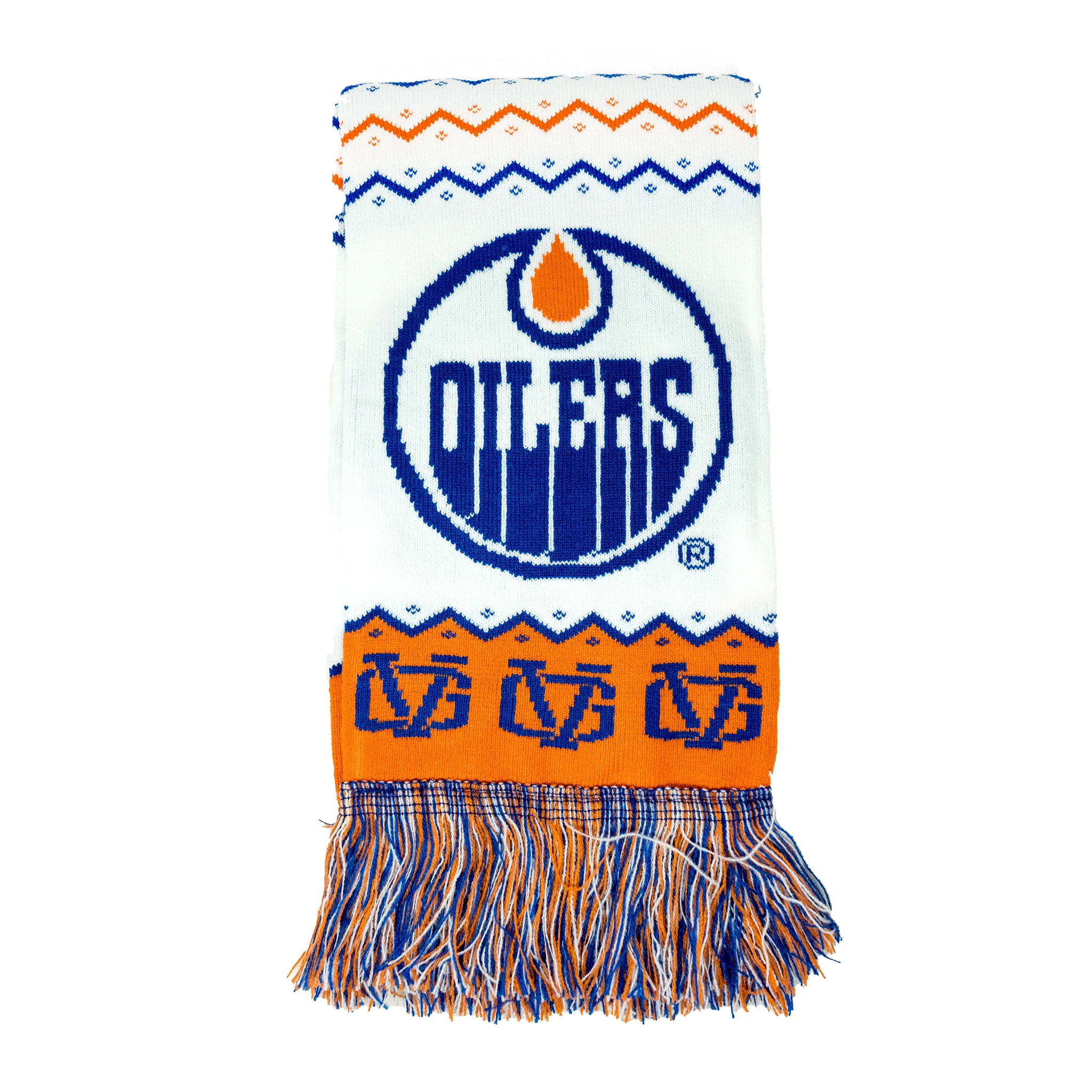 Edmonton Oilers Violent Gentlemen 2024 Christmas Holiday White Scarf - Image 4