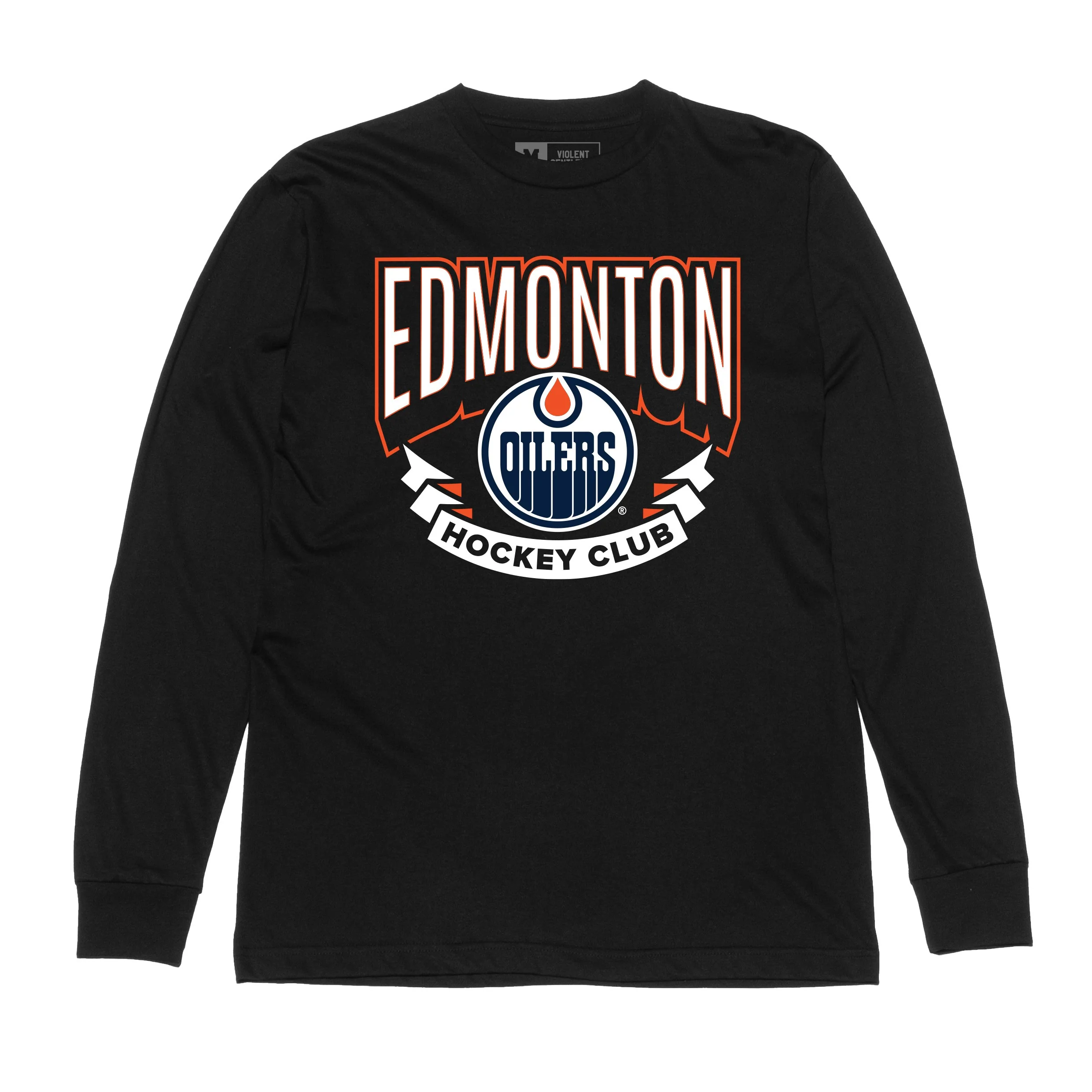 Edmonton Oilers Violent Gentlemen Black Wordmark Long Sleeve T-Shirt