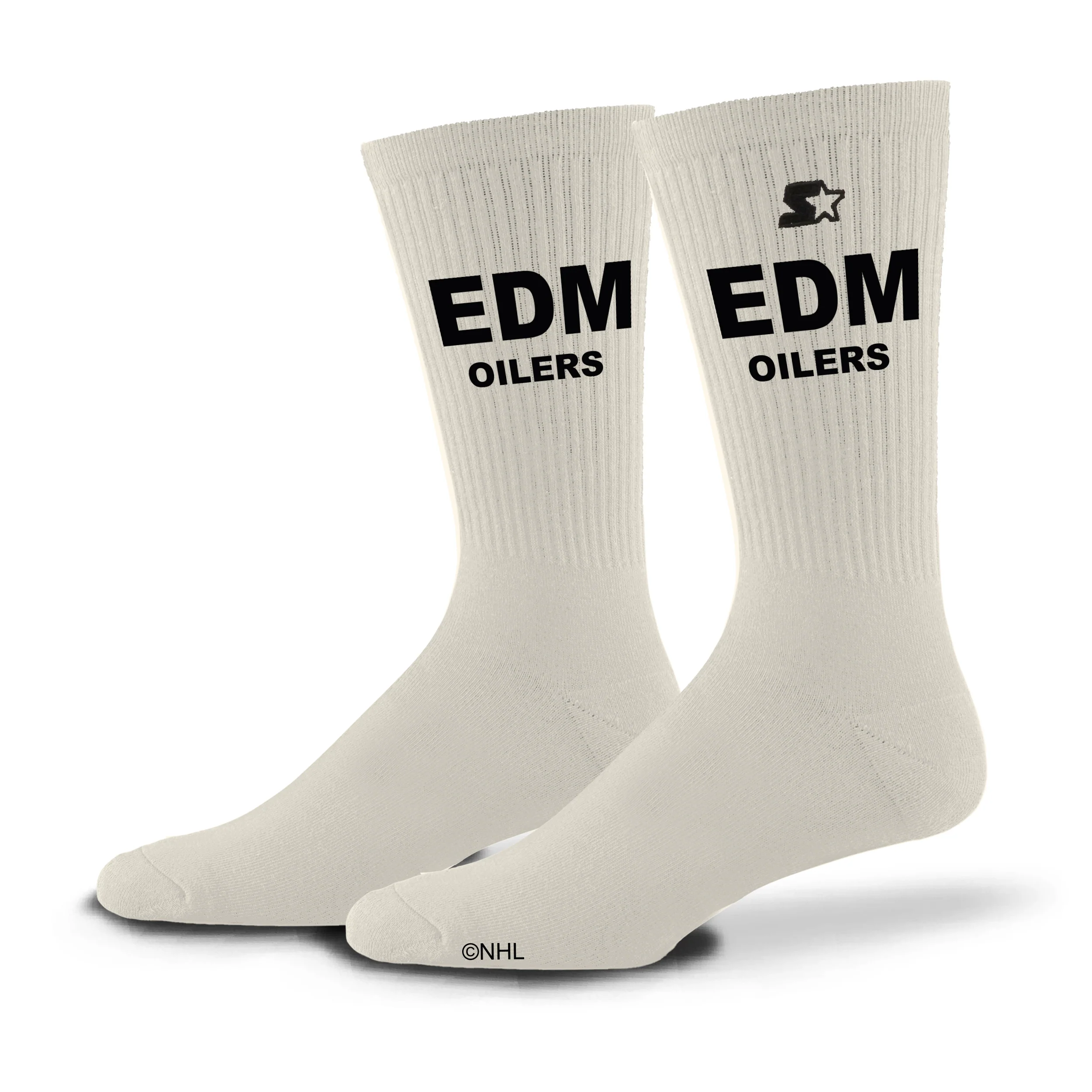 Edmonton Oilers Assist EDM White Crew Socks
