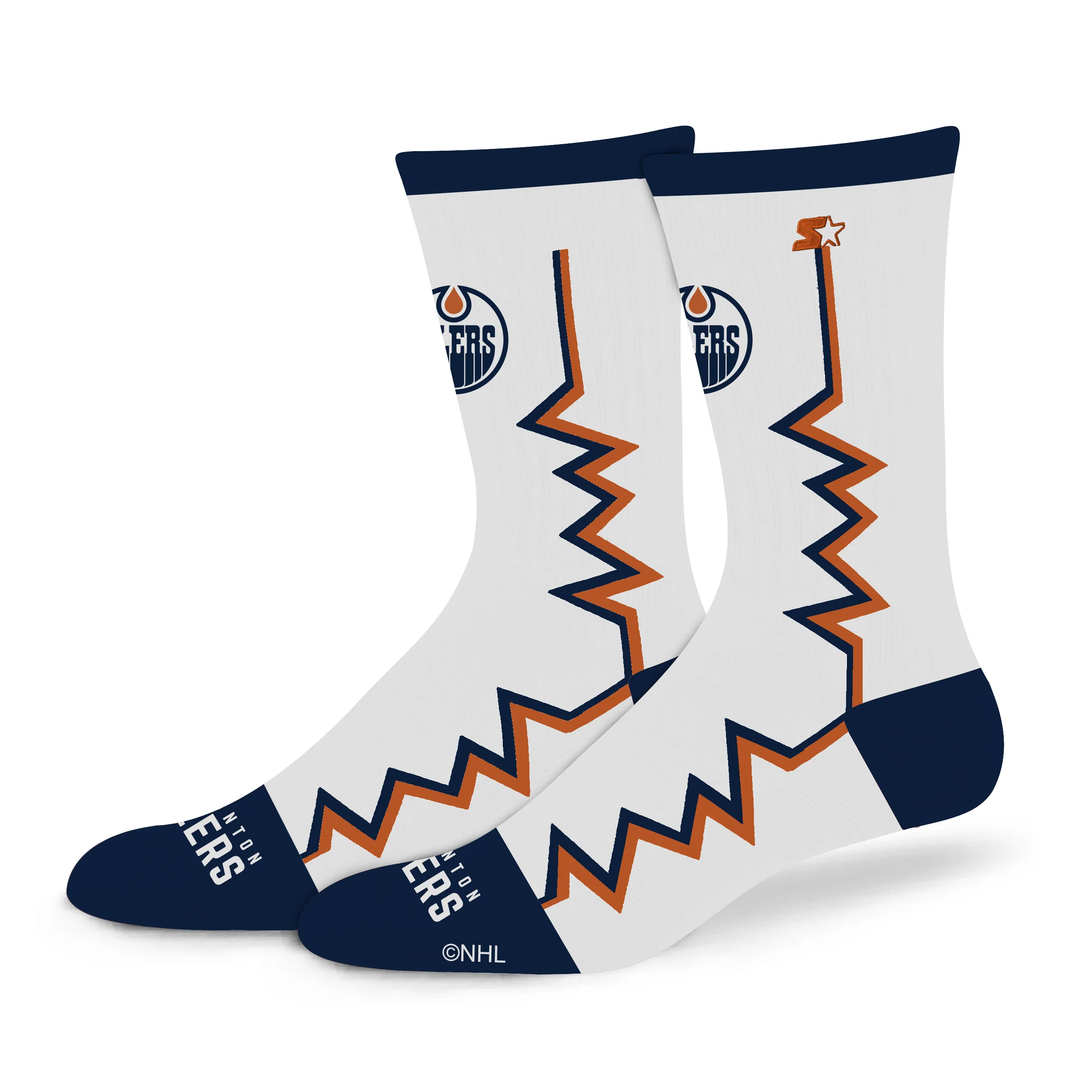 Edmonton Oilers White Sock Wave Crew Socks