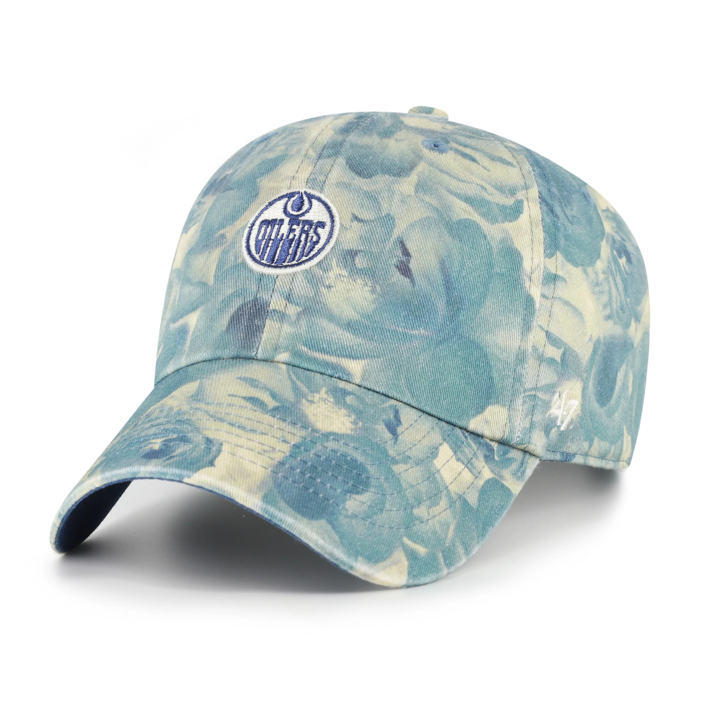 Edmonton Oilers Women's '47 Blue & Cream Gardenia Micro Logo Clean Up Adjustable Hat