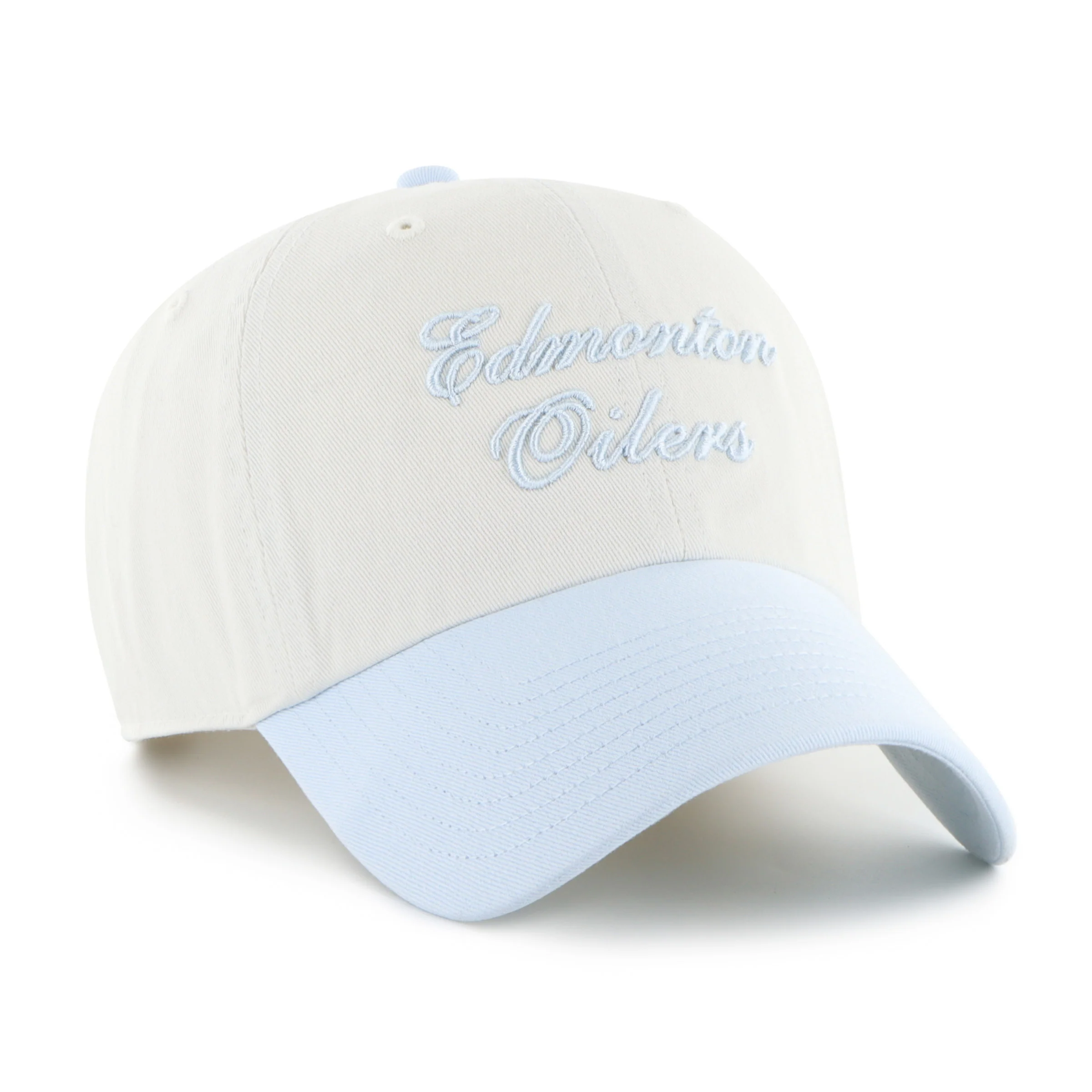Edmonton Oilers Women's '47 Cream & Blue Gelato Script TT Clean Up Adjustable Hat - Image 3