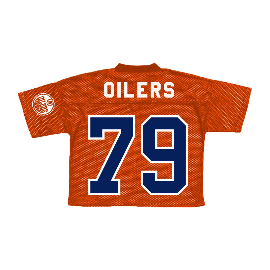 Edmonton Oilers Women's Authentics Orange Mesh V-Neck Cropped Jersey - Image 2