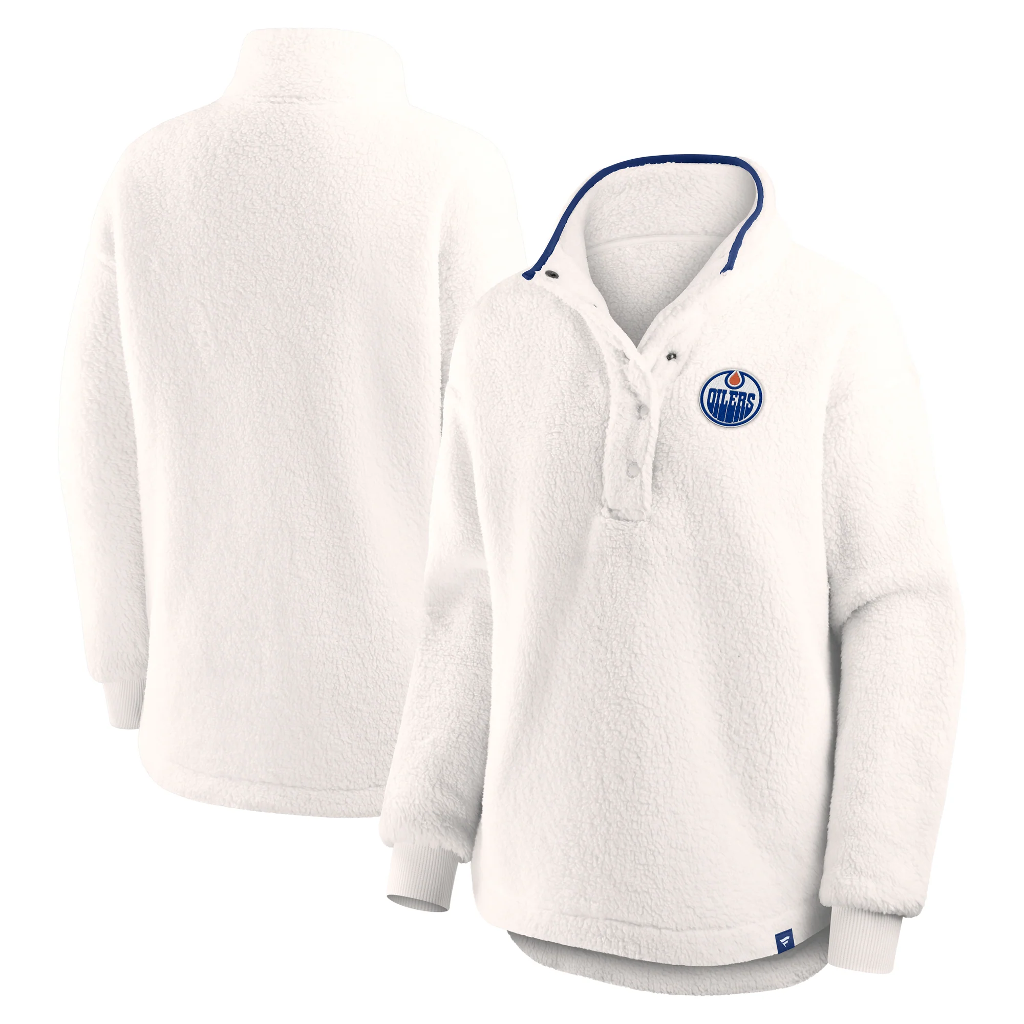 Edmonton Oilers Women's Fanatics Cream Sherpa Sweatshirt - Image 7