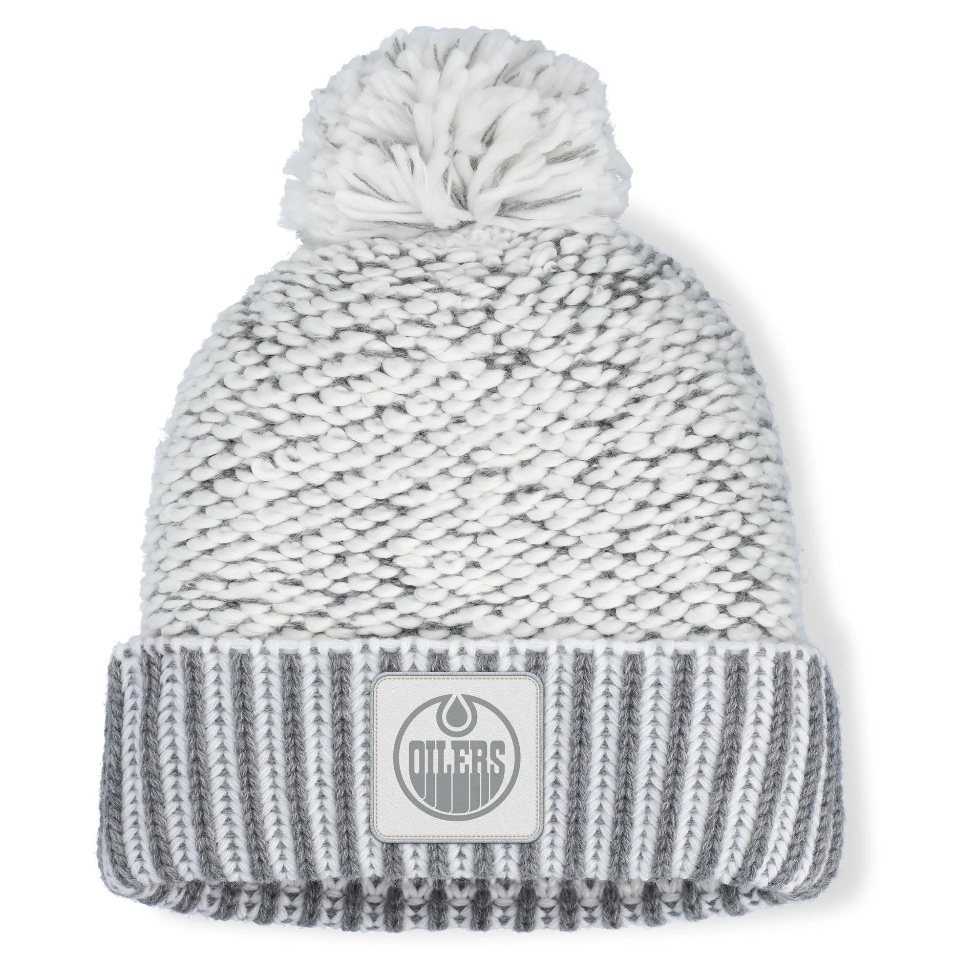 Edmonton Oilers Women's Fanatics Grey Mist Cuffed Toque w/Pom
