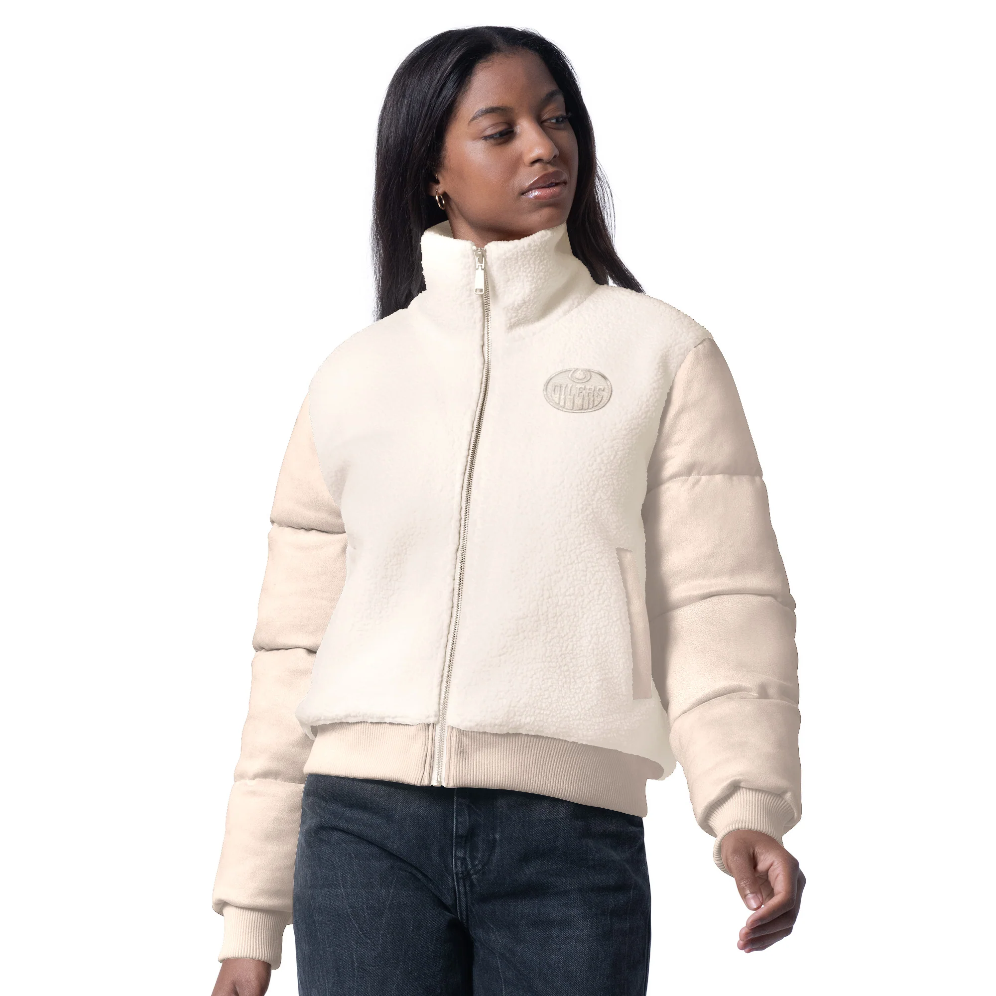 Edmonton Oilers Women's G-III Cream Cheerleader Full-Zip Jacket