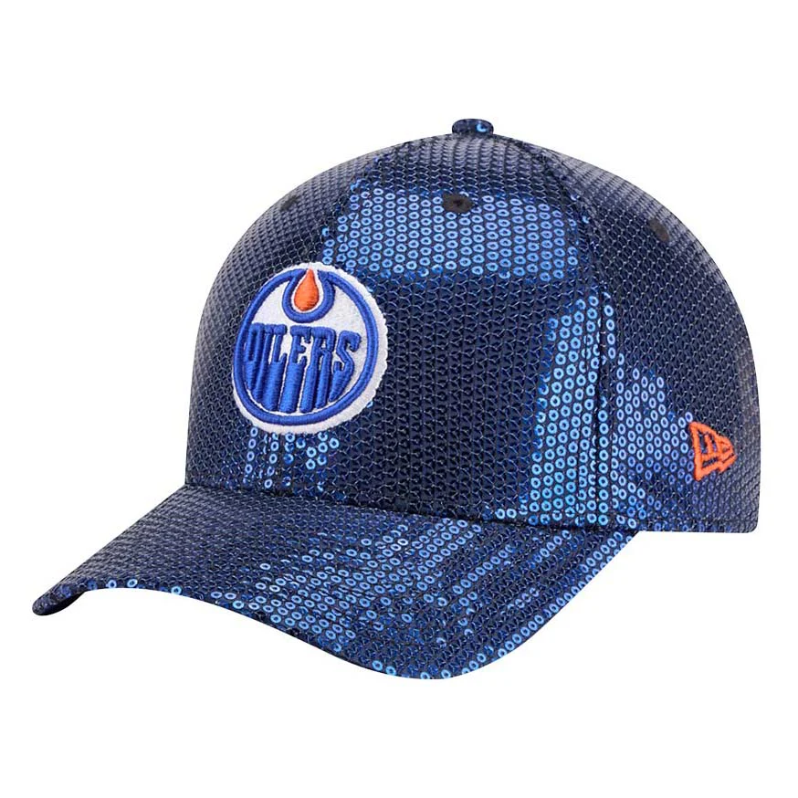 Edmonton Oilers Women's New Era Blue Sequin 9FORTY M-Crown Snapback Hat