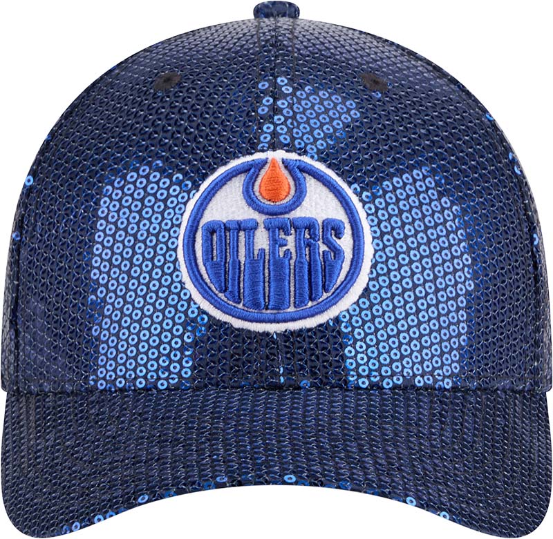 Edmonton Oilers Women's New Era Blue Sequin 9FORTY M-Crown Snapback Hat - Image 4