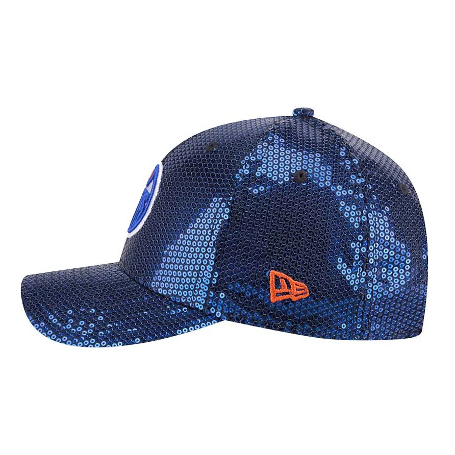 Edmonton Oilers Women's New Era Blue Sequin 9FORTY M-Crown Snapback Hat - Image 5