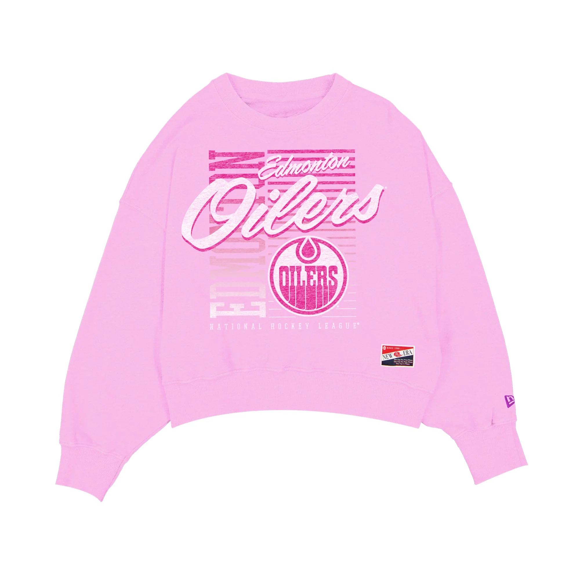 Edmonton Oilers Women's New Era Oversized Boxy Pink Crewneck Sweatshirt - Image 2