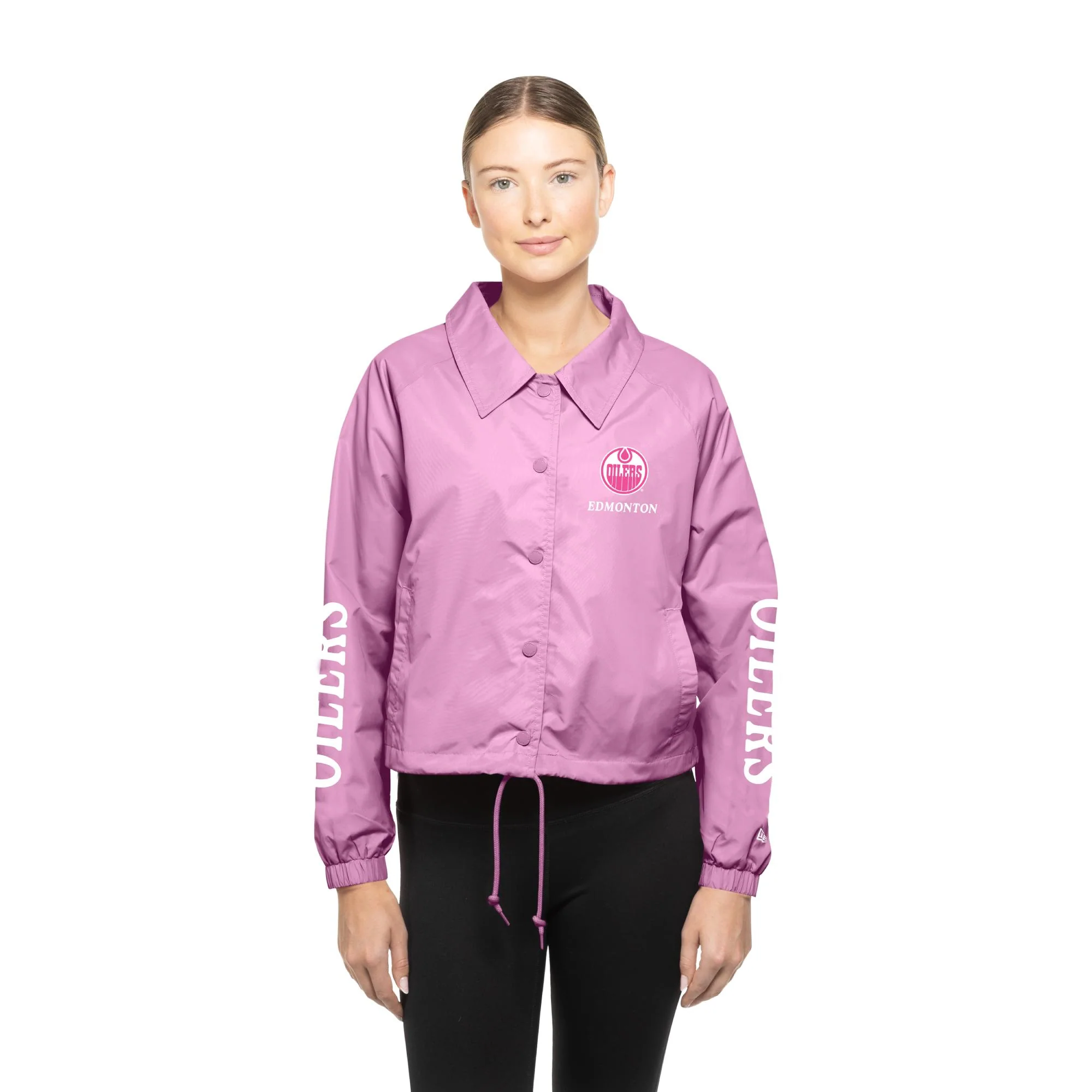 Edmonton Oilers Women's New Era Pink Coach's Jacket - Image 2