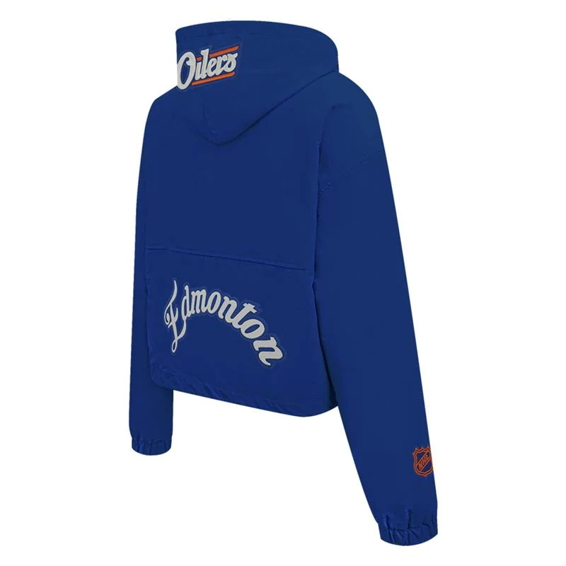 Edmonton Oilers Women's Pro Standard Alternate Logo Royal Boxy Cropped Half-Zip Jacket - Image 4