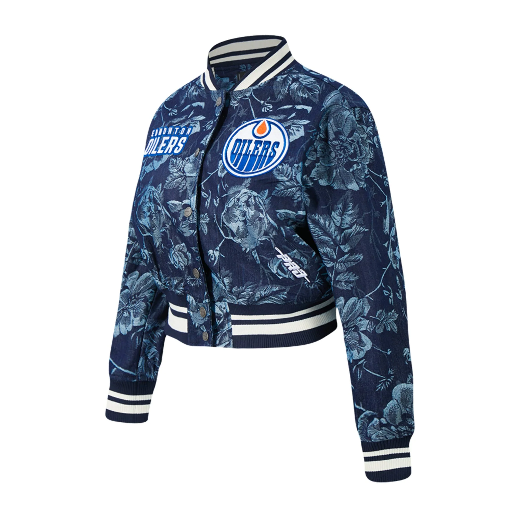 Edmonton Oilers Women's Pro Standard Floral Denim Cropped Jacket - Image 3
