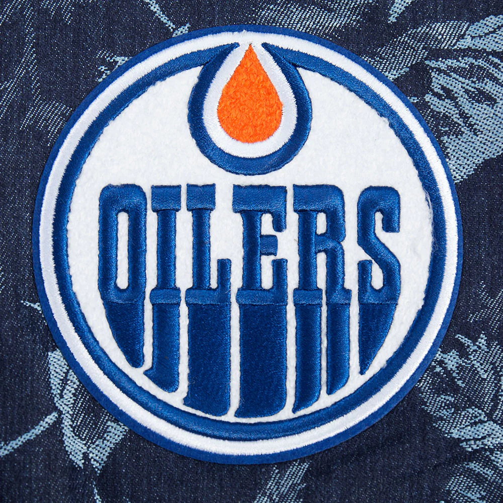 Edmonton Oilers Women's Pro Standard Floral Denim Cropped Jacket - Image 5