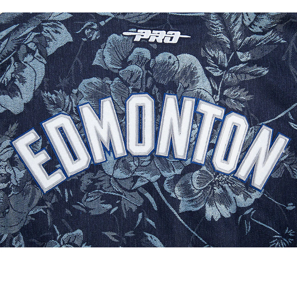 Edmonton Oilers Women's Pro Standard Floral Denim Cropped Jacket - Image 6