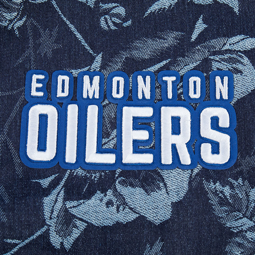 Edmonton Oilers Women's Pro Standard Floral Denim Cropped Jacket - Image 7