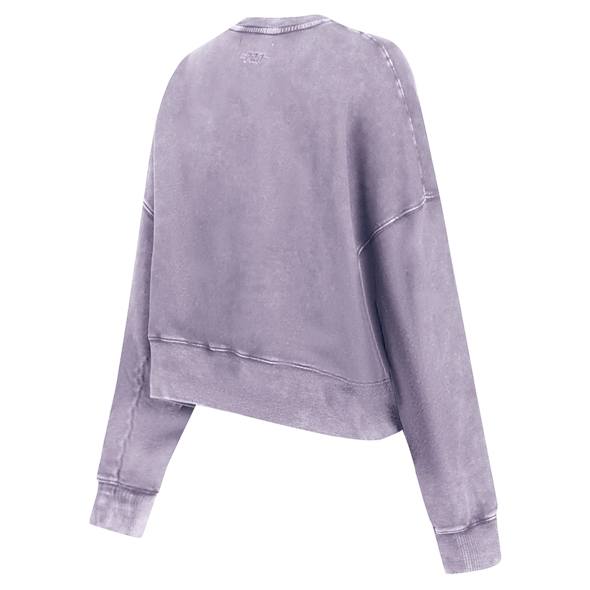 Edmonton Oilers Women's Pro Standard Jewels Enzyme Wash Purple Boxy Cropped Crewneck Sweatshirt - Image 4