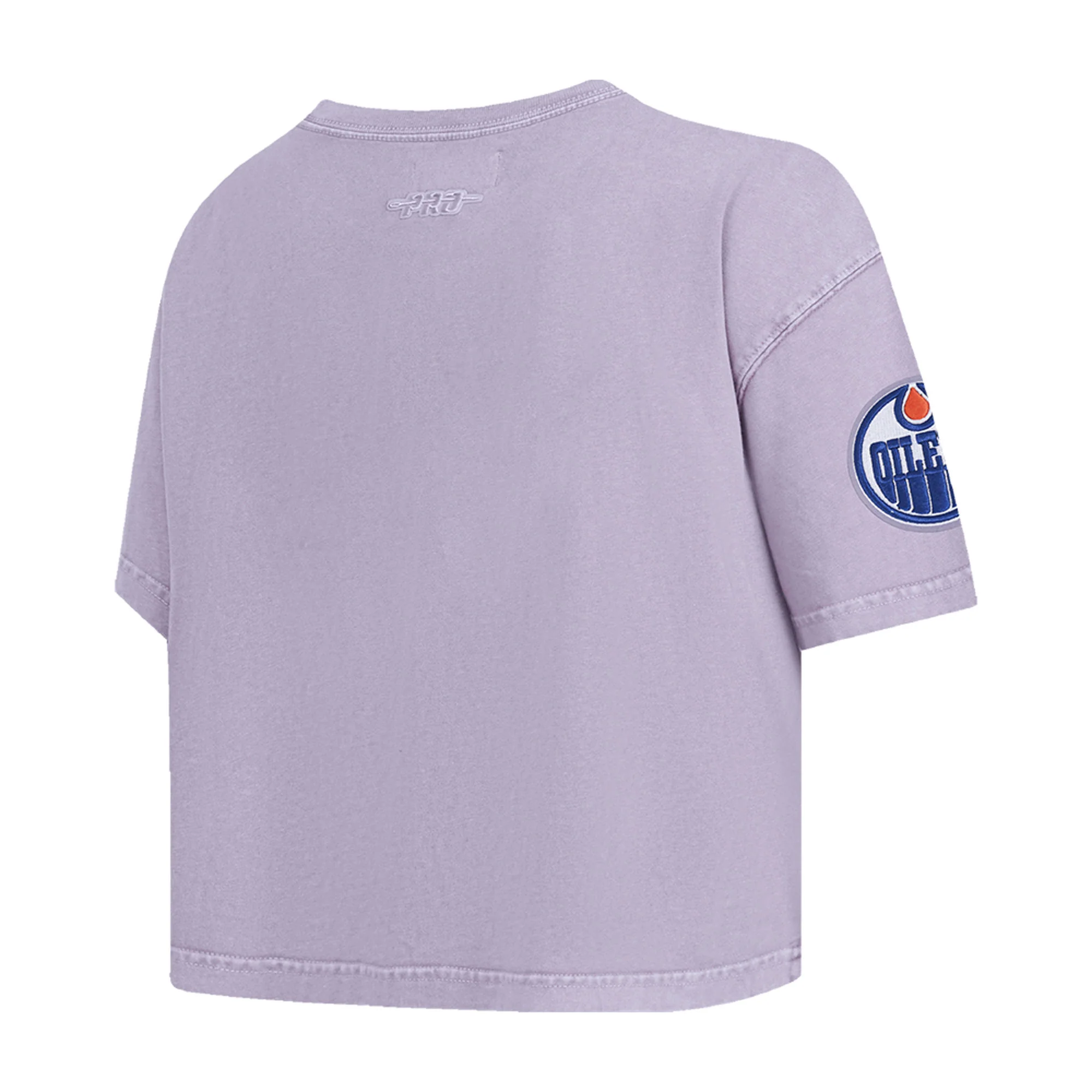 Edmonton Oilers Women's Pro Standard Jewels Enzyme Wash Purple Boxy Cropped T-Shirt - Image 4
