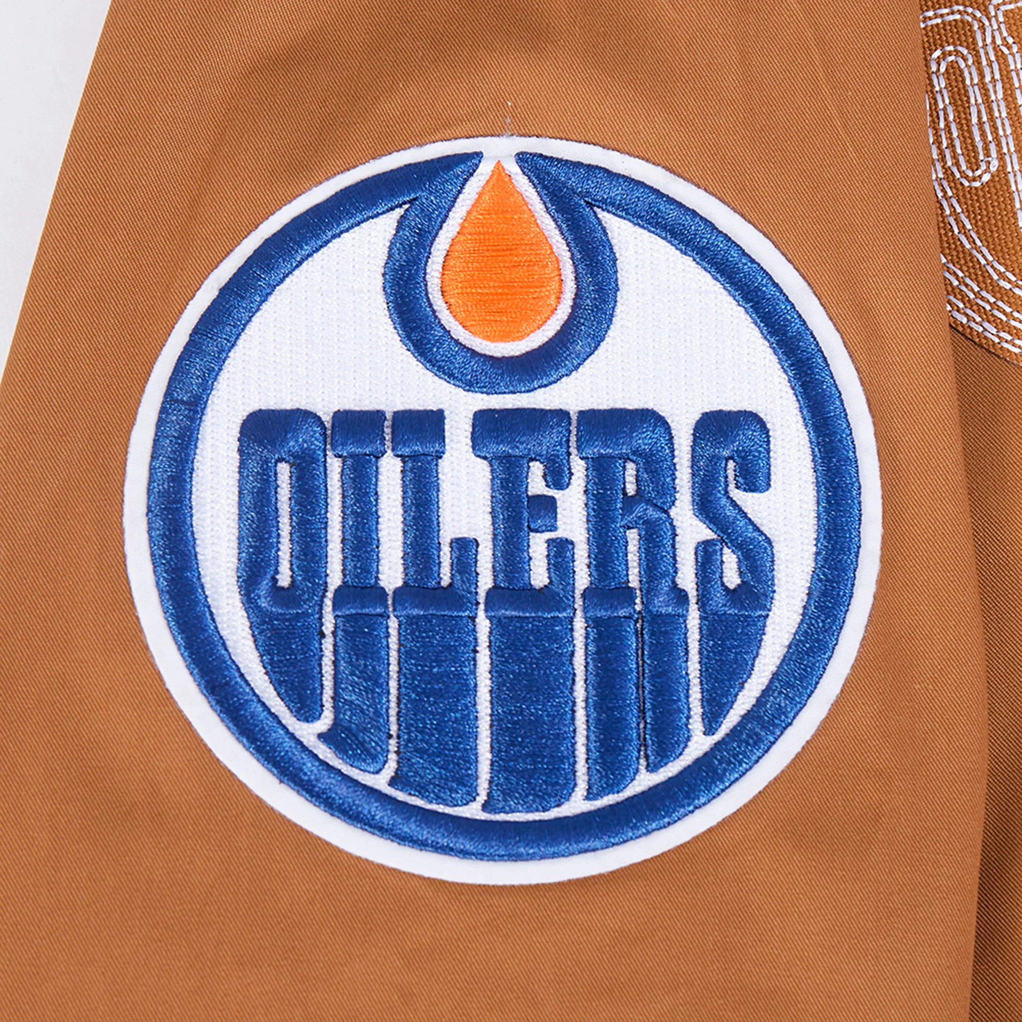 Edmonton Oilers Women's Pro Standard Paint the City Brown Twill Jacket - Image 8