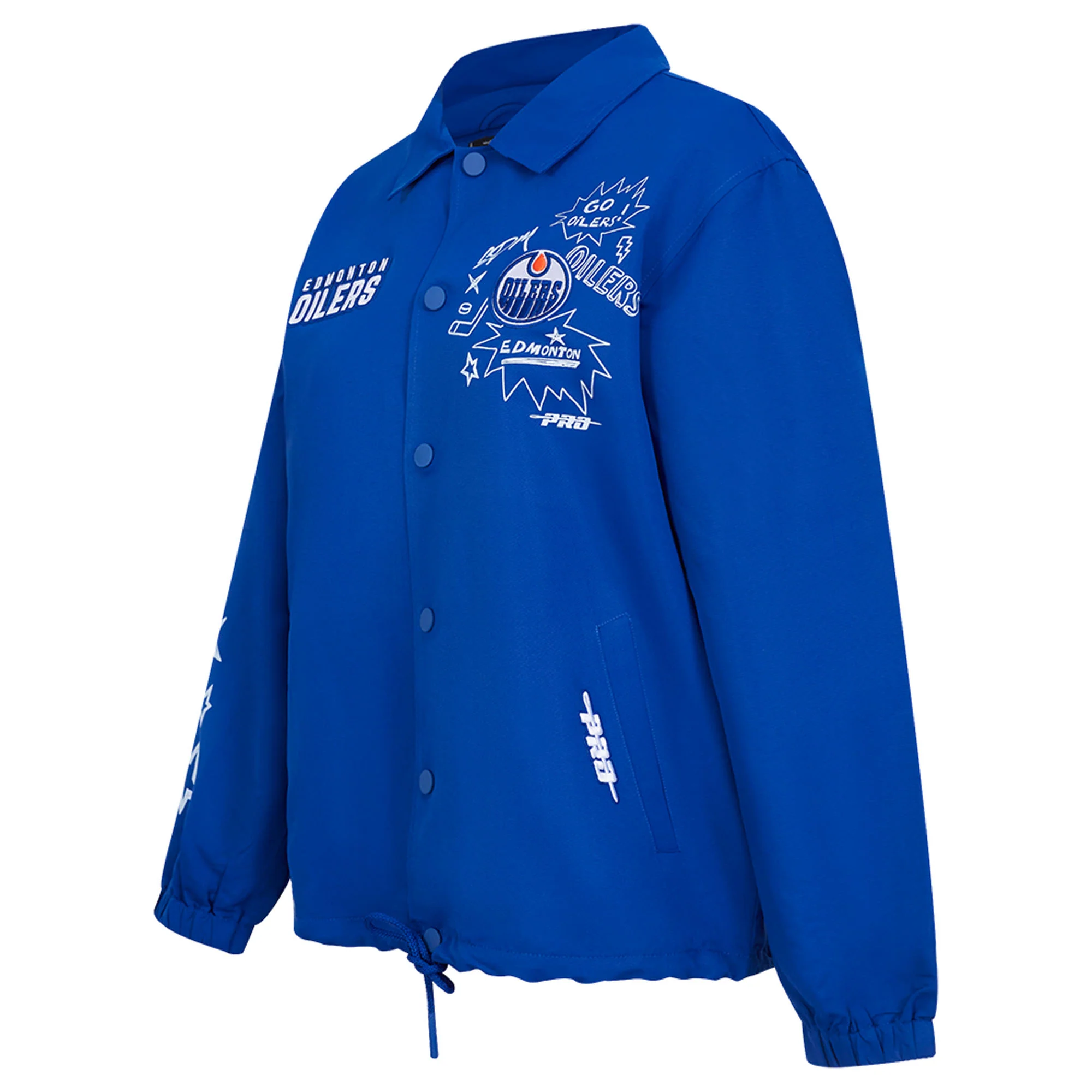 Edmonton Oilers Women's Pro Standard Sketchbook Blue Coach's Jacket - Image 3