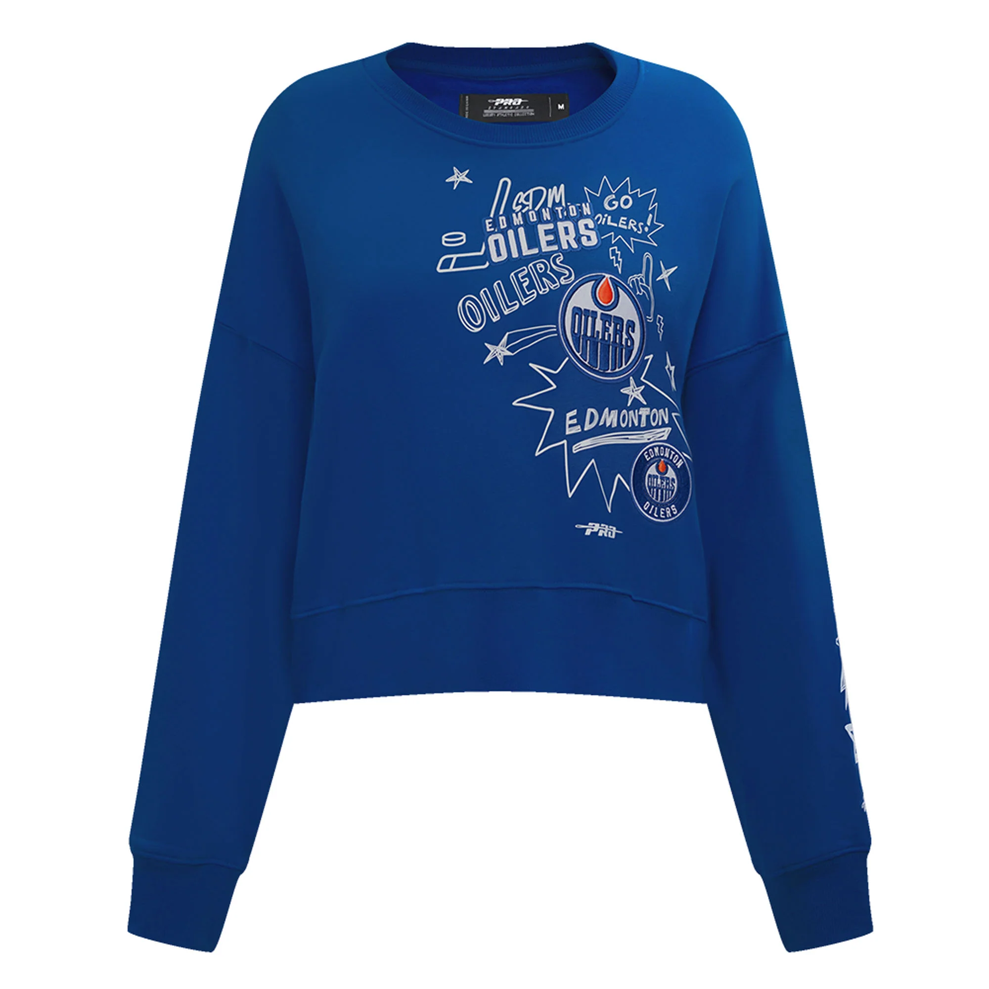Edmonton Oilers Women's Pro Standard Sketchbook Blue Crewneck Sweatshirt - Image 2