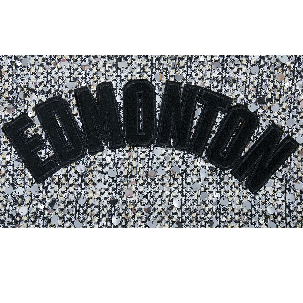 Edmonton Oilers Women's Pro Standard Tweed Sequin Cropped Jacket - Image 7