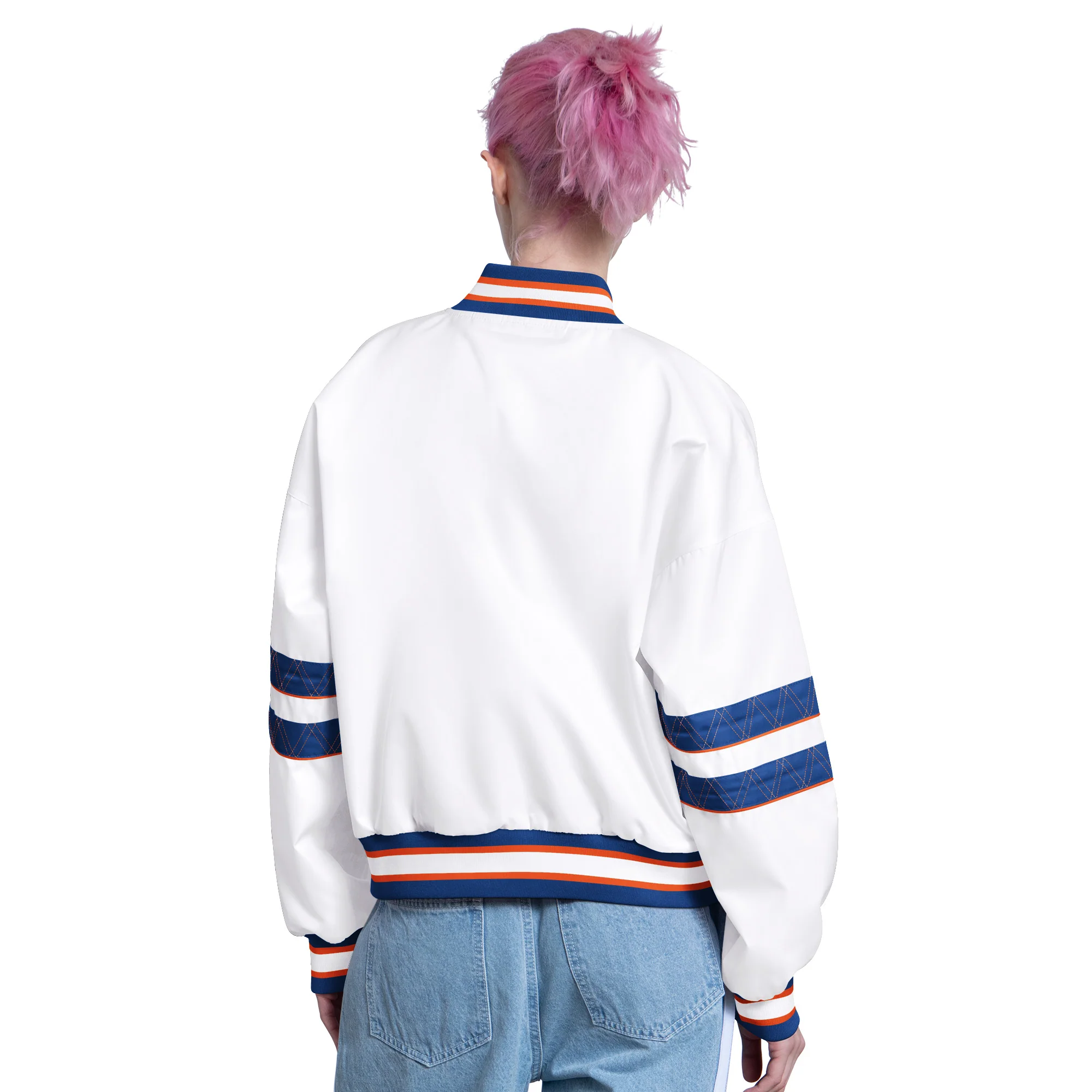Edmonton Oilers Women's Starter Interception Alternate Logo White Full-Snap Satin Jacket - Image 2