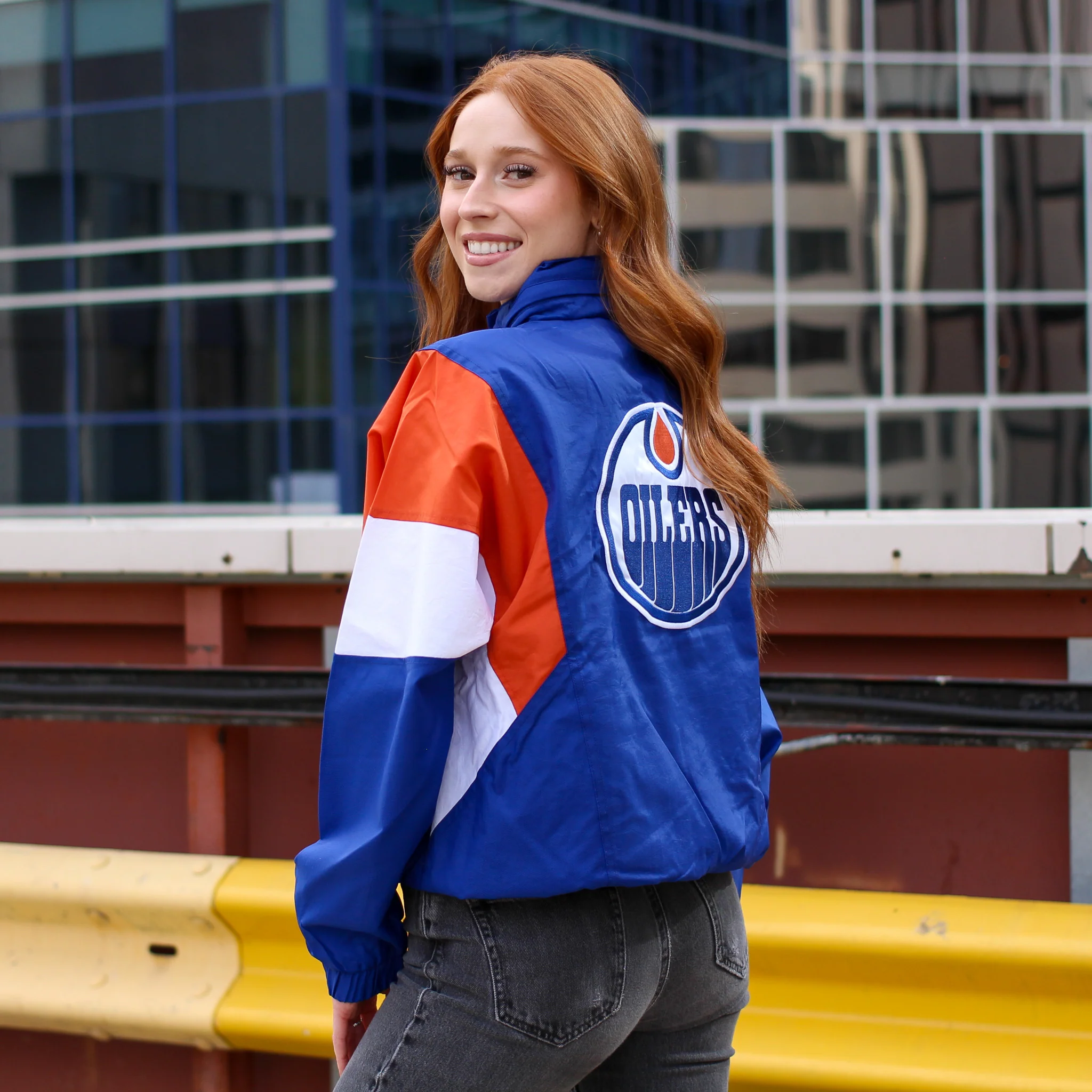Edmonton Oilers Women's Starter Royal Zone Blitz Half-Zip Jacket - Image 2