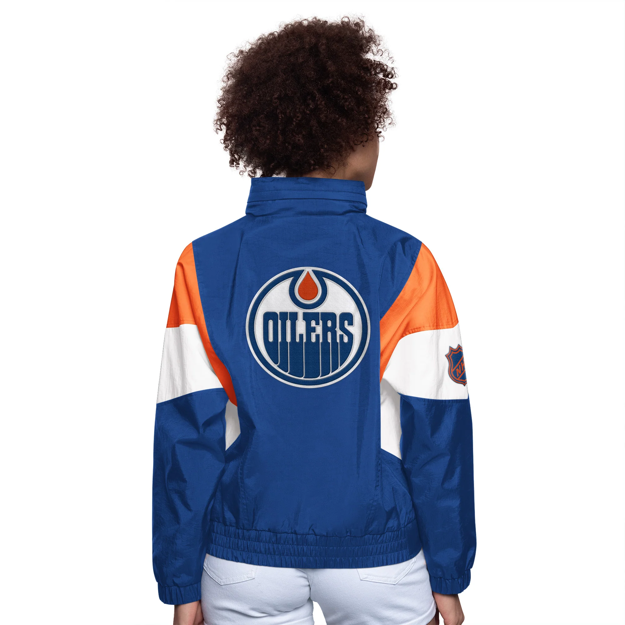 Edmonton Oilers Women's Starter Royal Zone Blitz Half-Zip Jacket - Image 4