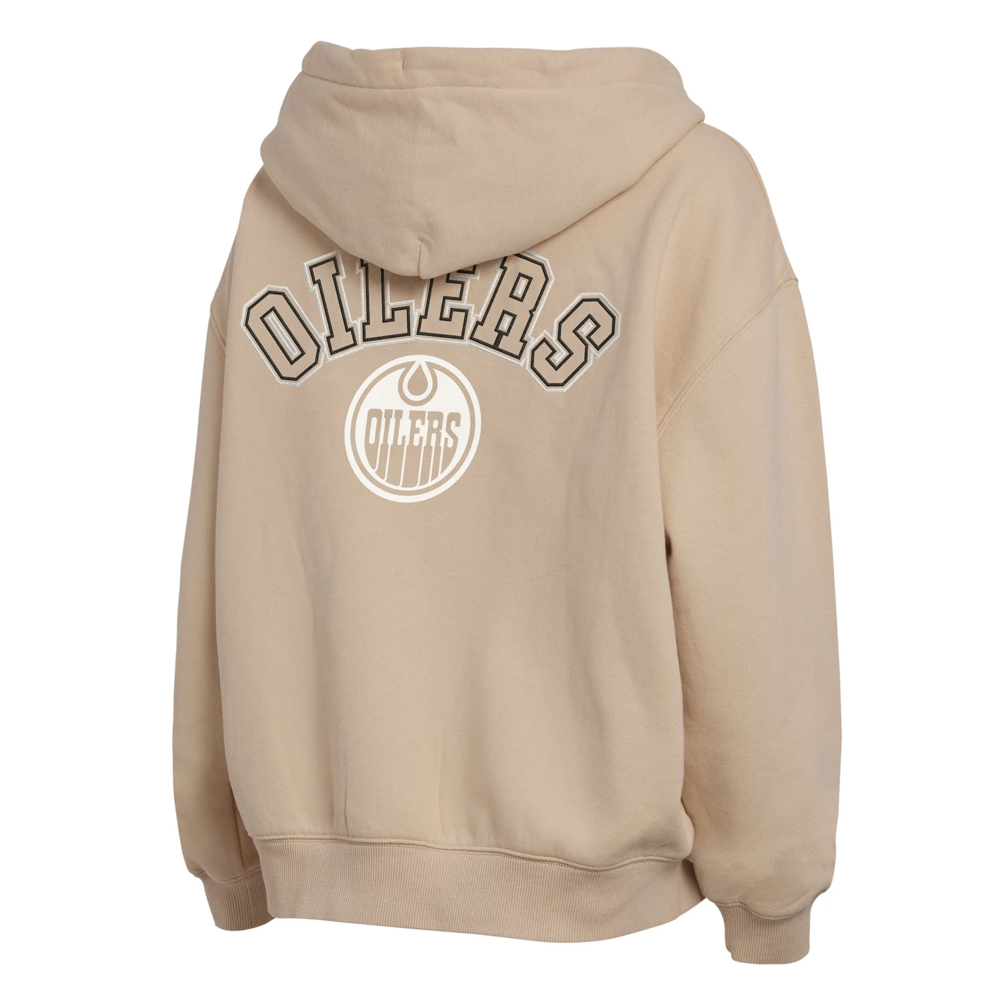Edmonton Oilers Women's WEAR by Erin Andrews Khaki Patched Full-Zip Hoodie - Image 2