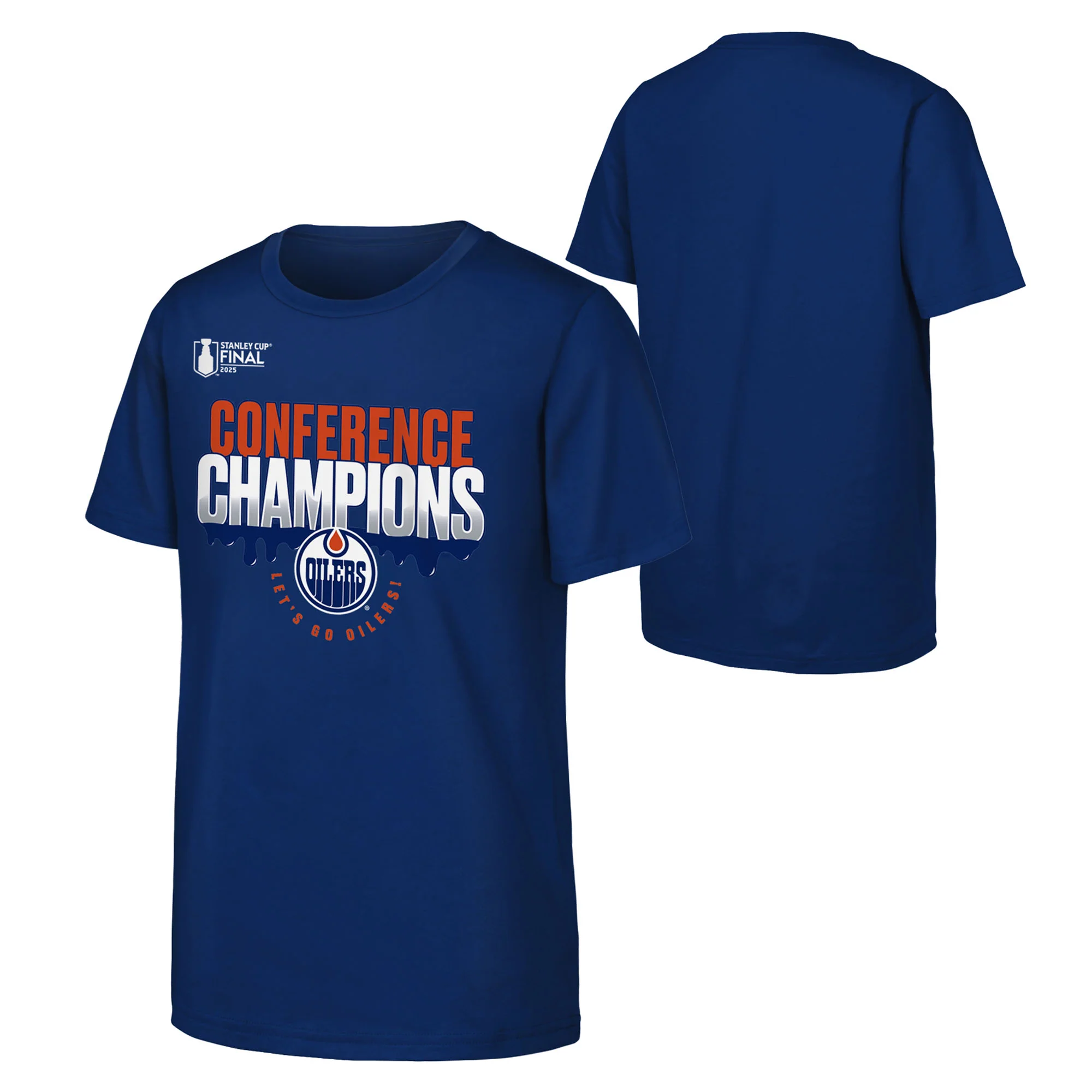 Edmonton Oilers Youth 2025 Stanley Cup Playoffs Western Conference Champs Hometown T-Shirt - Image 3