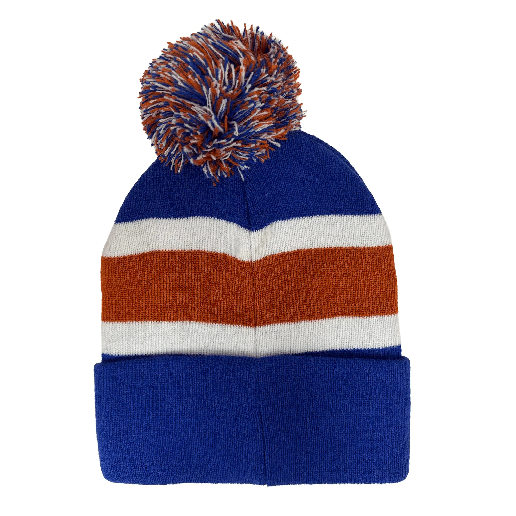 Edmonton Oilers Youth American Needle Blue Striped Toque w/ Pom - Image 2