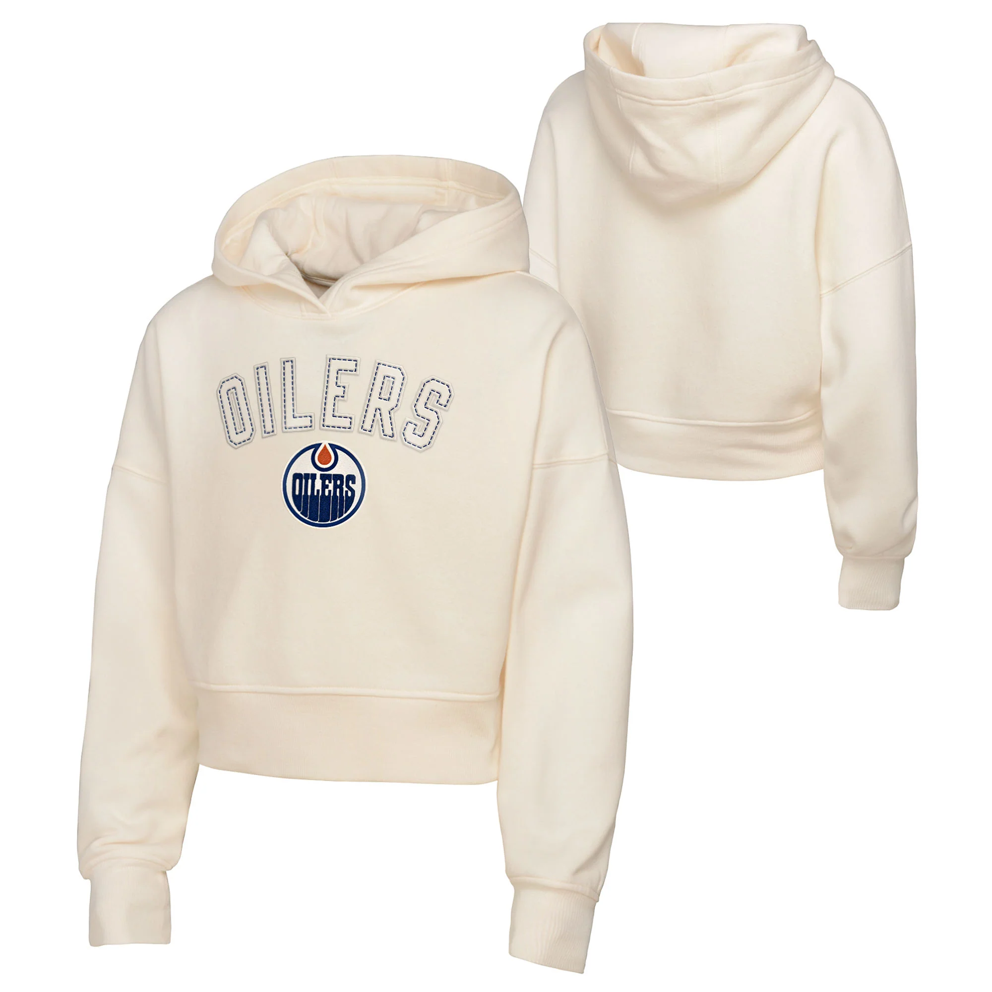 Edmonton Oilers Youth Blitz Oversized Cream Hoodie - Image 3