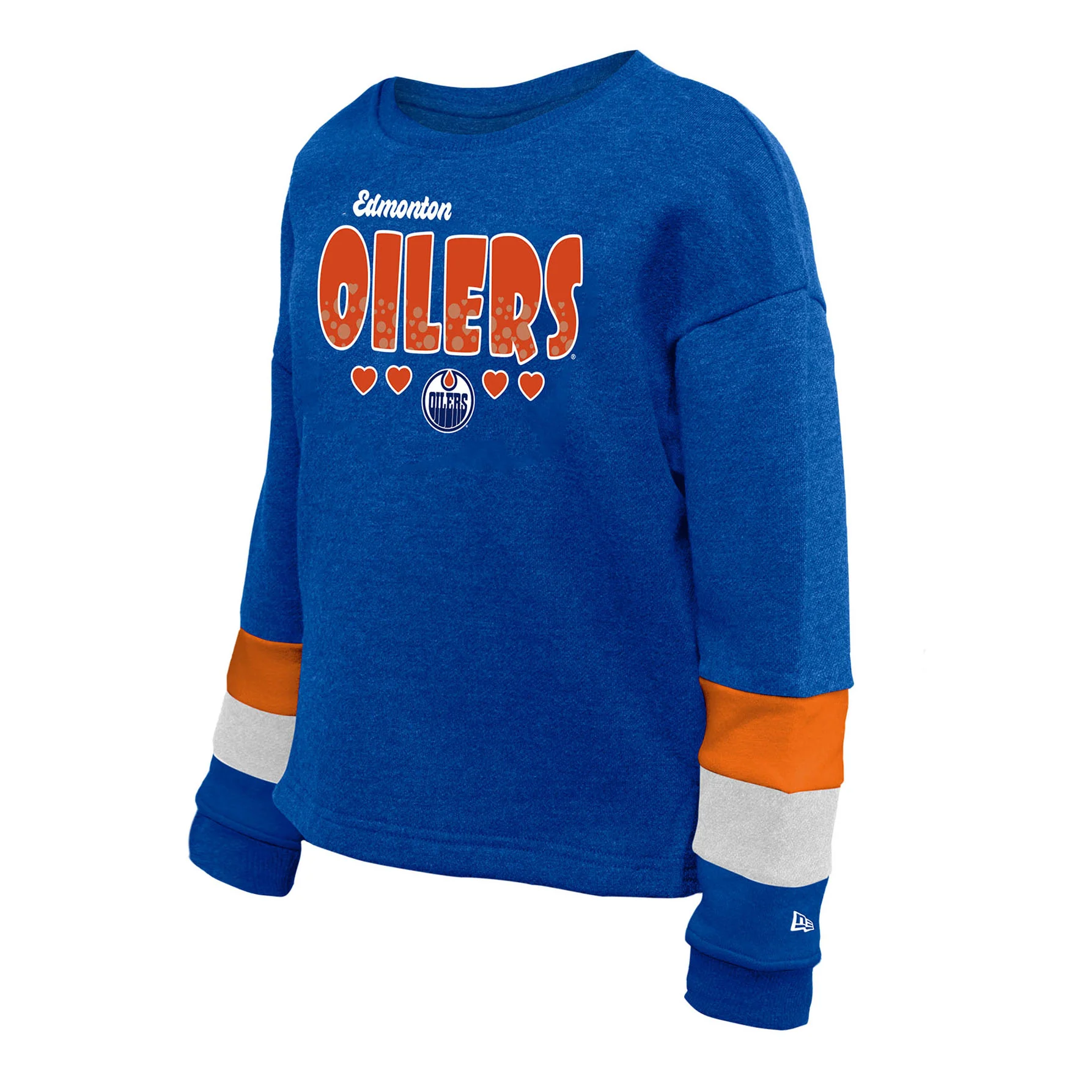 Edmonton Oilers Youth Girls New Era 1990 Blue Crewneck Sweatshirt