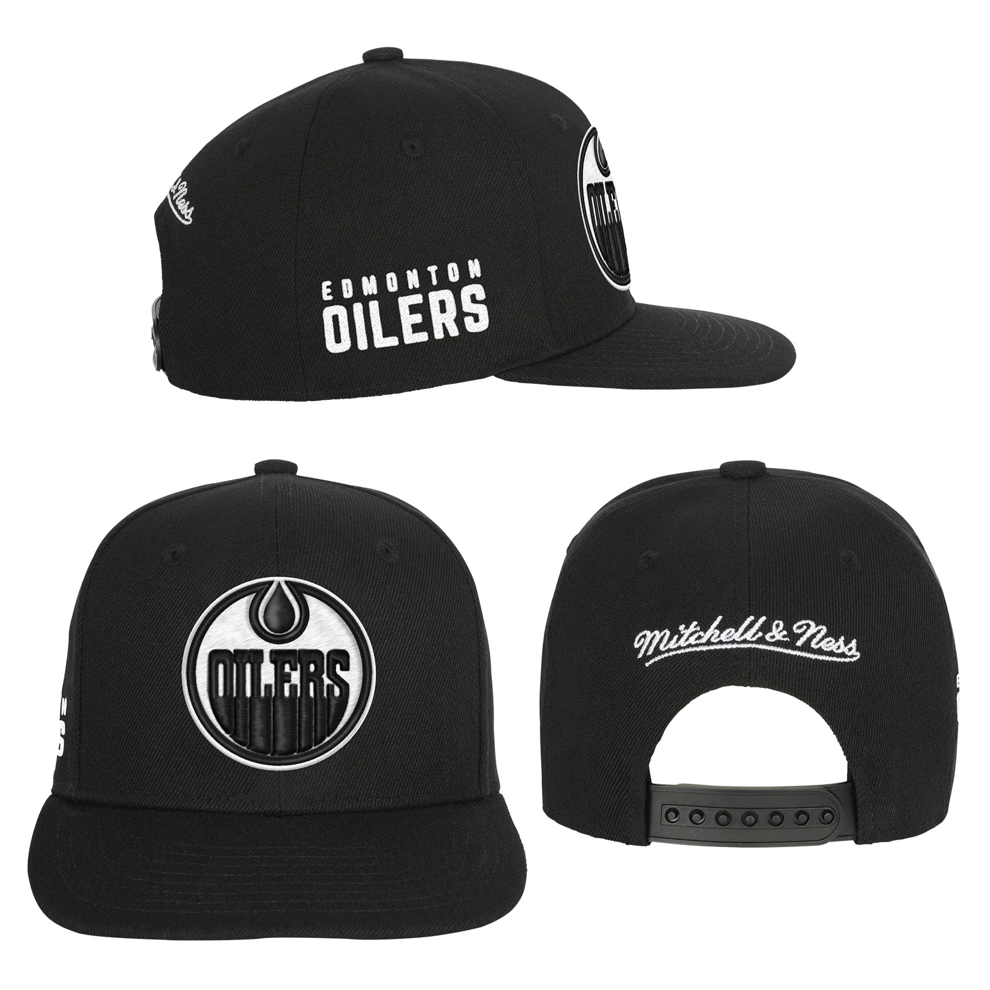Edmonton Oilers Youth Mitchell & Ness Black Snapback Hat - Image 5