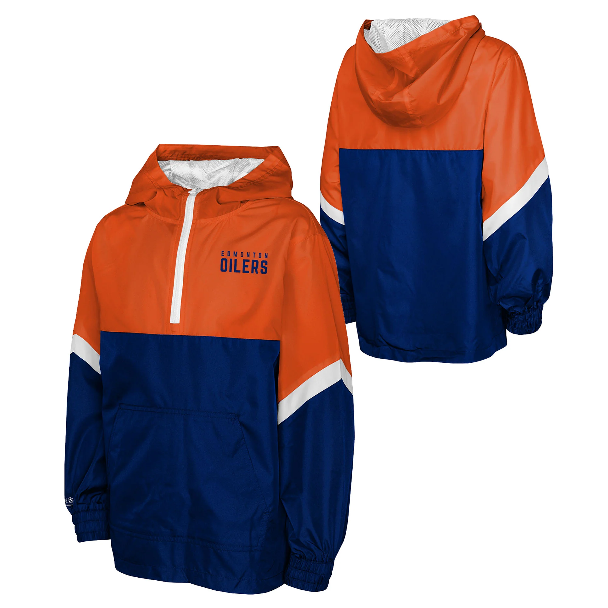 Edmonton Oilers Youth Mitchell & Ness Blue & Orange Half-Zip Lightweight Anorak Jacket - Image 3