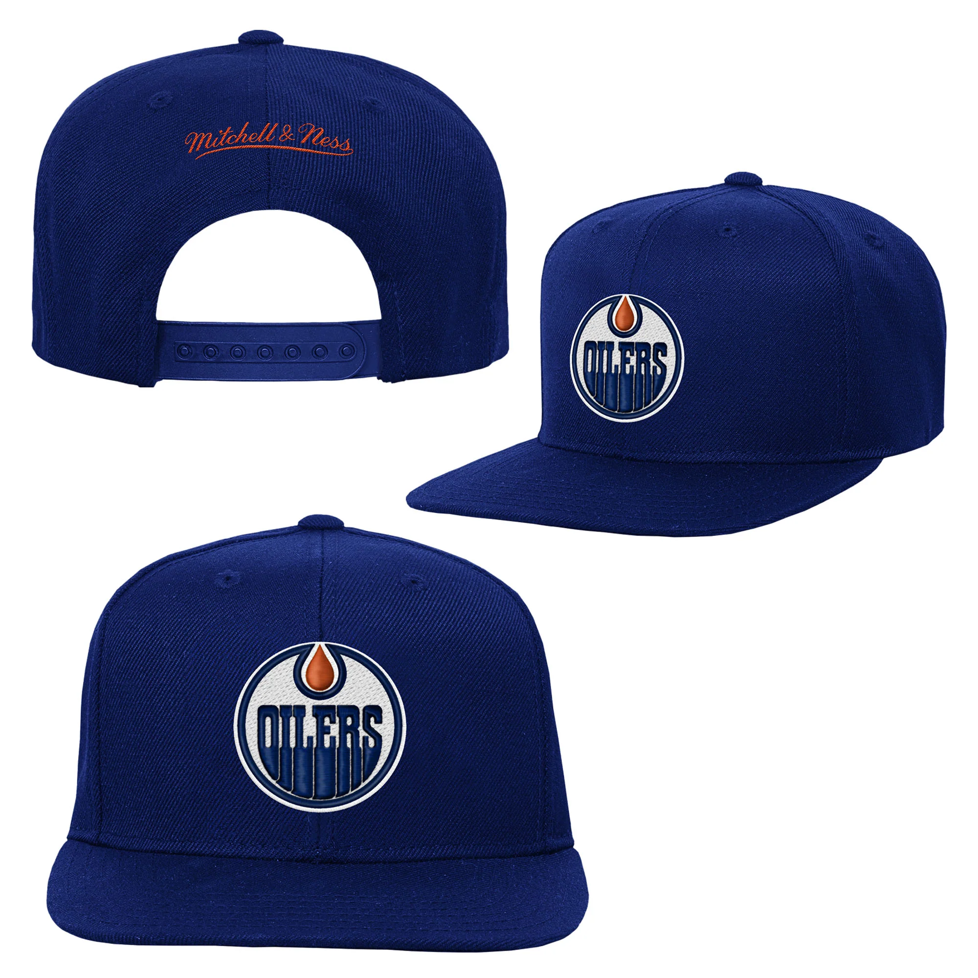 Edmonton Oilers Youth Mitchell & Ness Blue Team Ground Snapback Hat - Image 4