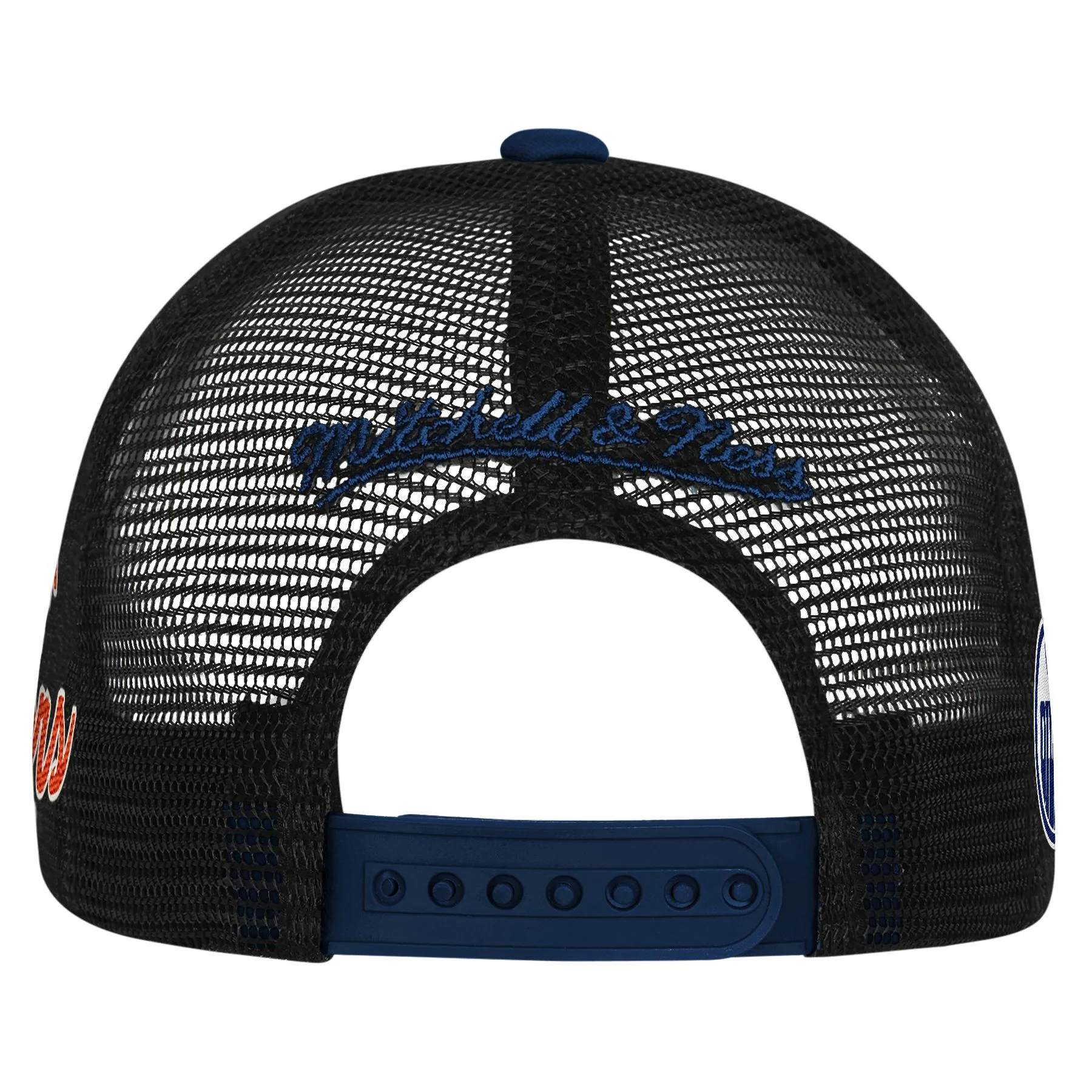 Edmonton Oilers Youth Mitchell & Ness Blue & White Hunter Foam Mesh Trucker Snapback Hat - Image 2