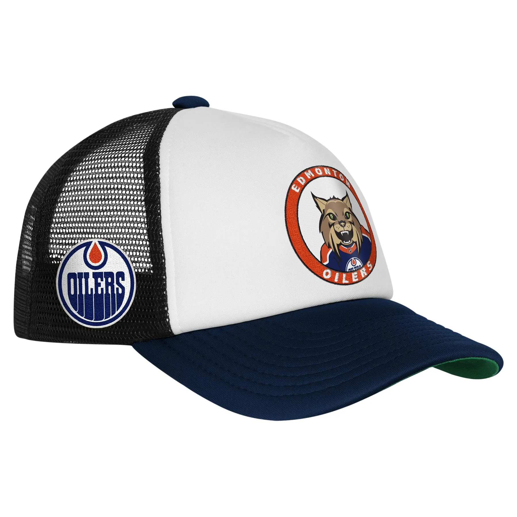 Edmonton Oilers Youth Mitchell & Ness Blue & White Hunter Foam Mesh Trucker Snapback Hat - Image 4